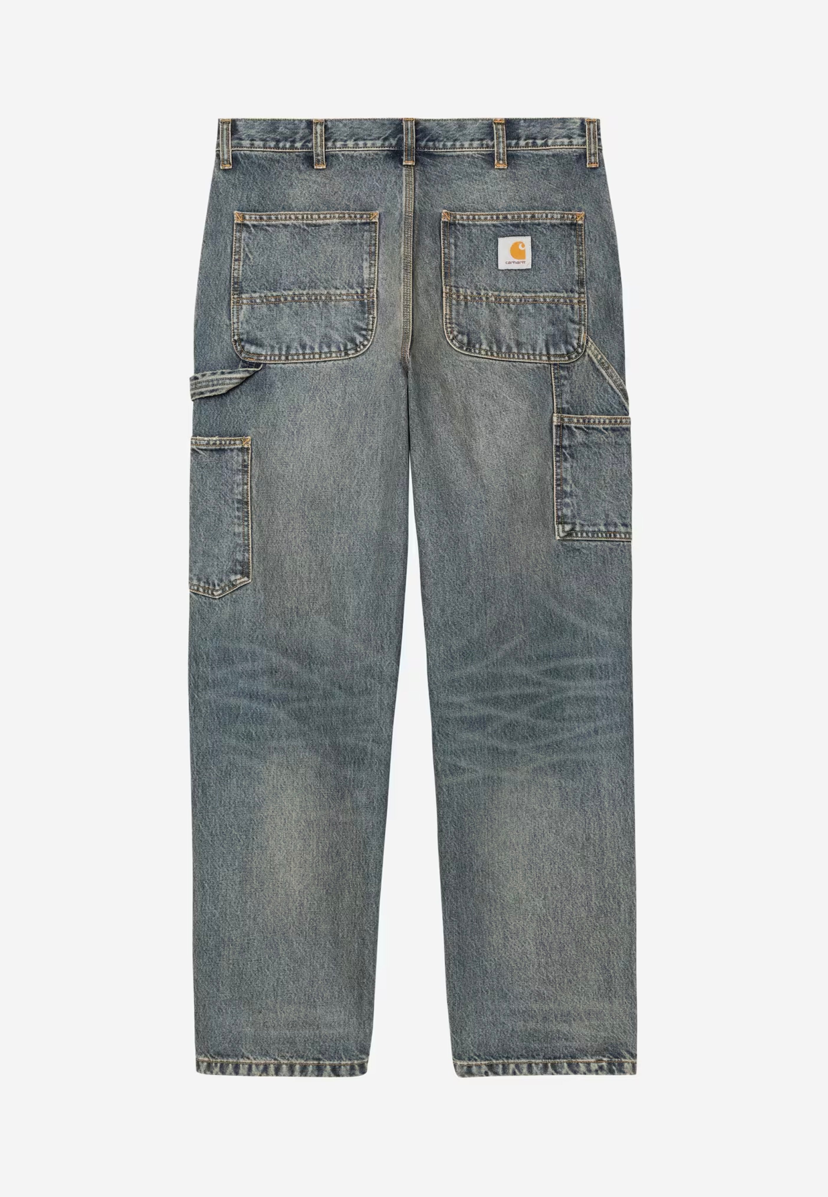 Carhartt WIP - Single Knee Worn Used Wash Blue - Pants | Men-Image