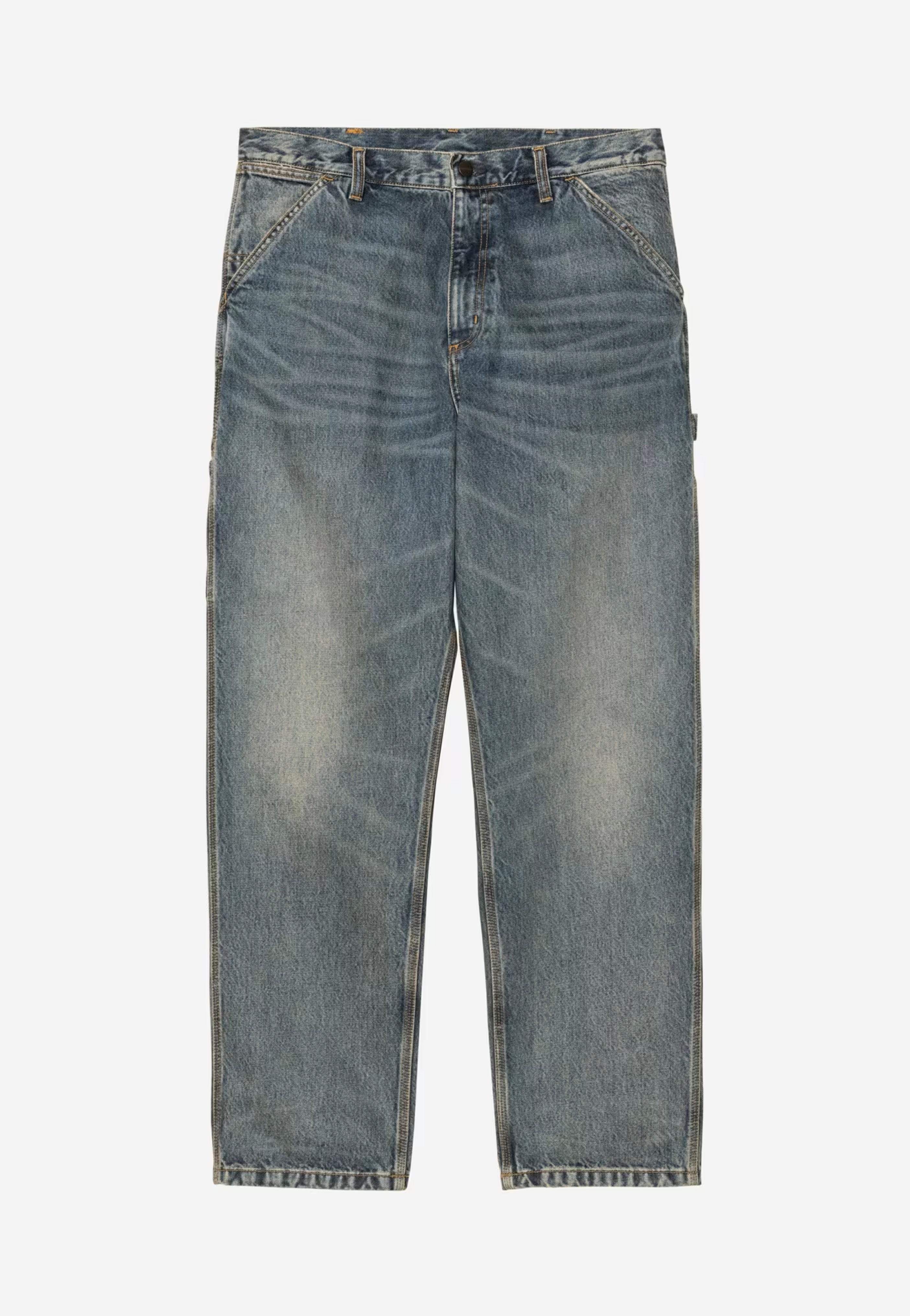 Carhartt WIP - Single Knee Worn Used Wash Blue - Pants | Men-Image