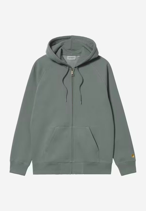 Carhartt WIP - Hooded Chase Velvet Green/Gold - Zipper | Men-Image