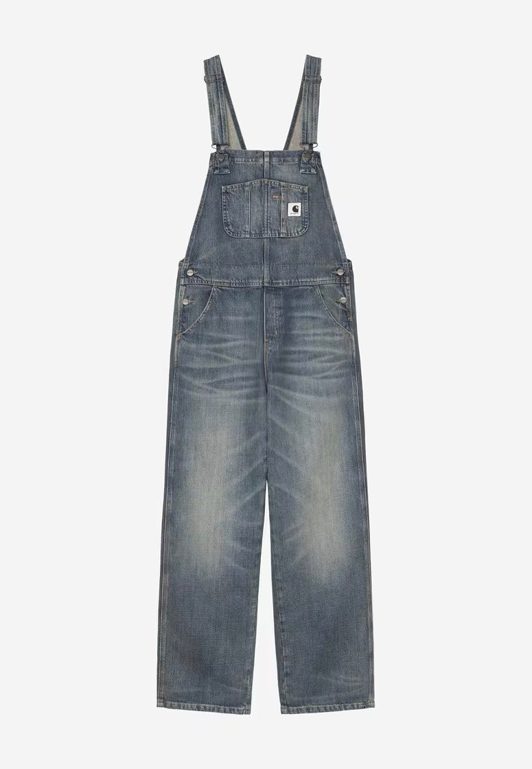 Carhartt WIP - W' Bib Overall Straight Worn Used Wash Blue - Pants | Women-Image