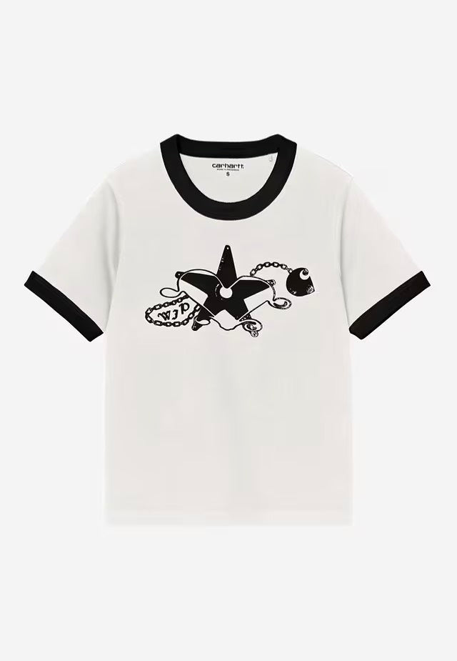 Carhartt WIP - W' Outlaw Star Ringer Heavy Stone Wash Wax/Black - T-Shirt | Women-Image