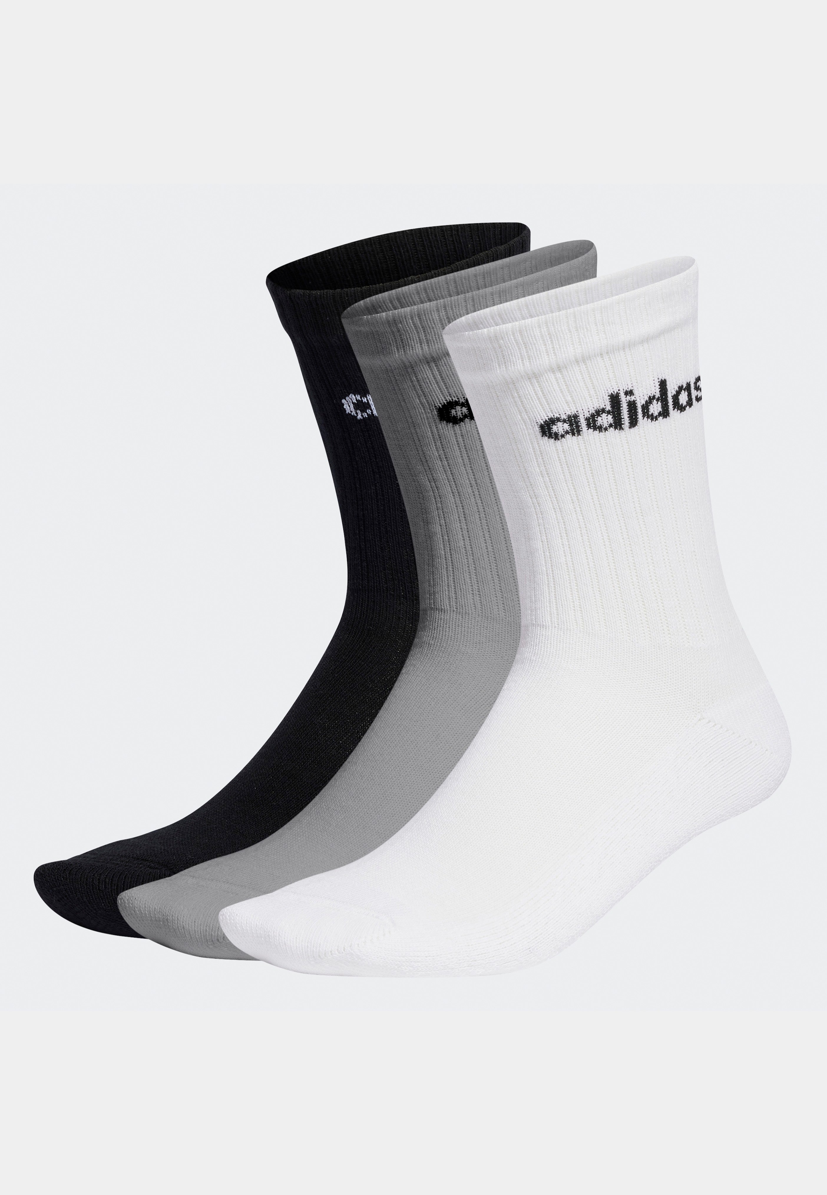 Adidas - C Lin Crew Pack Of 3 Mgreyh/White/Black - Socks | Neutral-Image