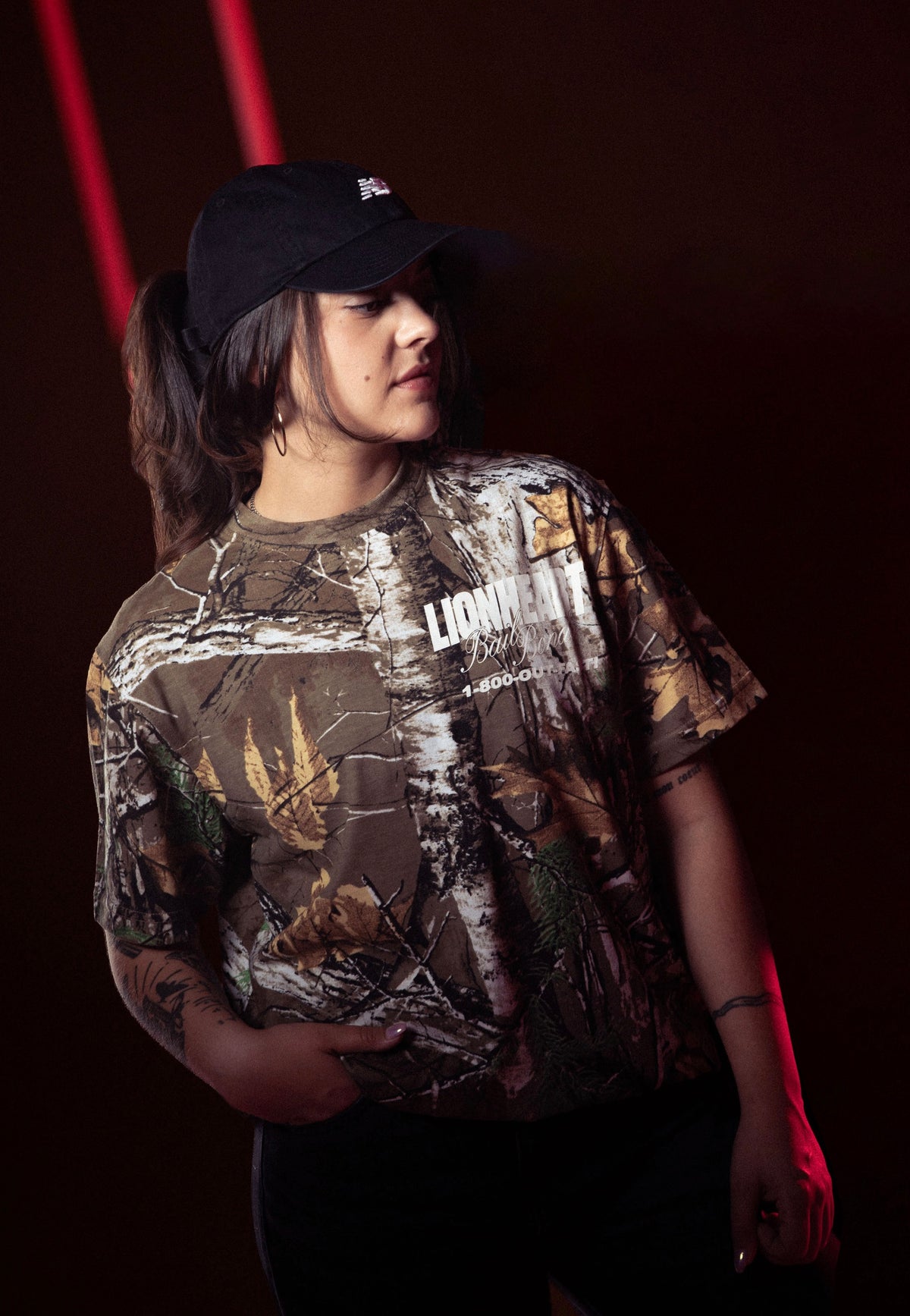 Lionheart Bail Bonds Real Camo T-Shirt | Women-Image