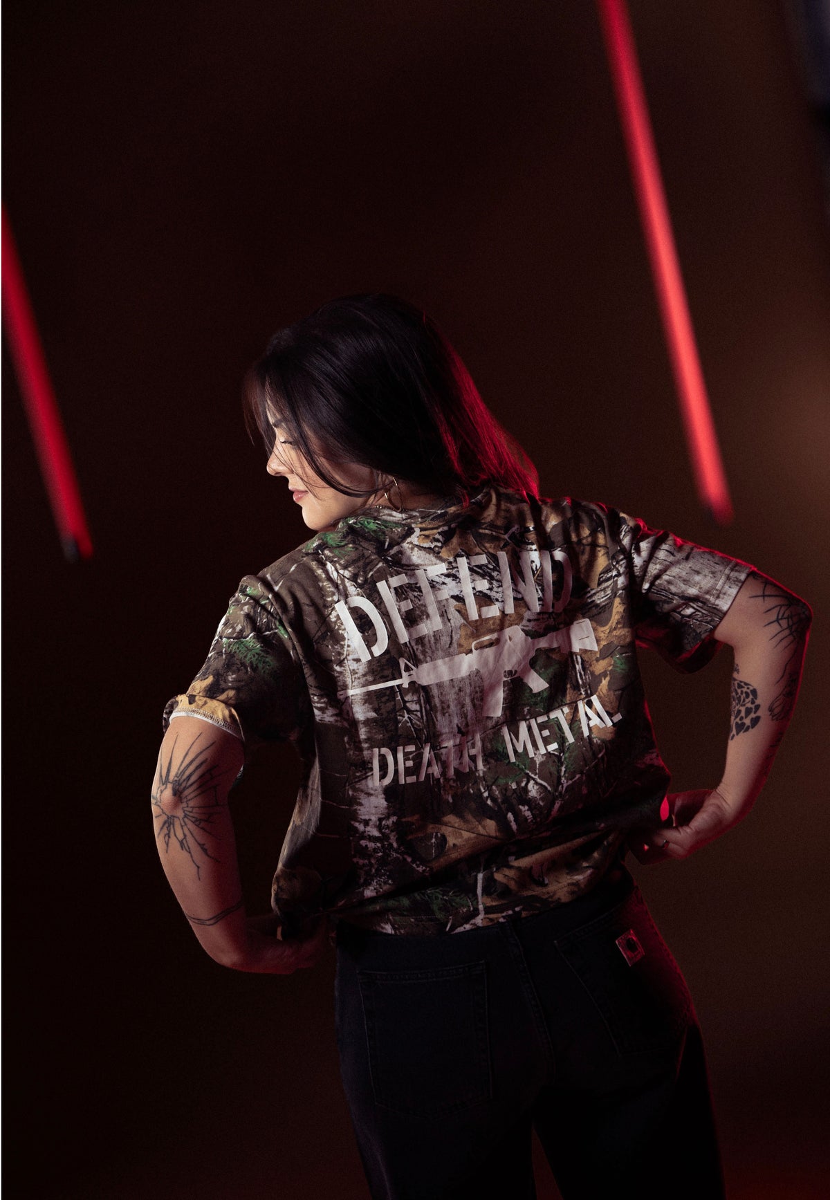 Carnifex Defend Death Metal Real Camo T-Shirt | Women-Image
