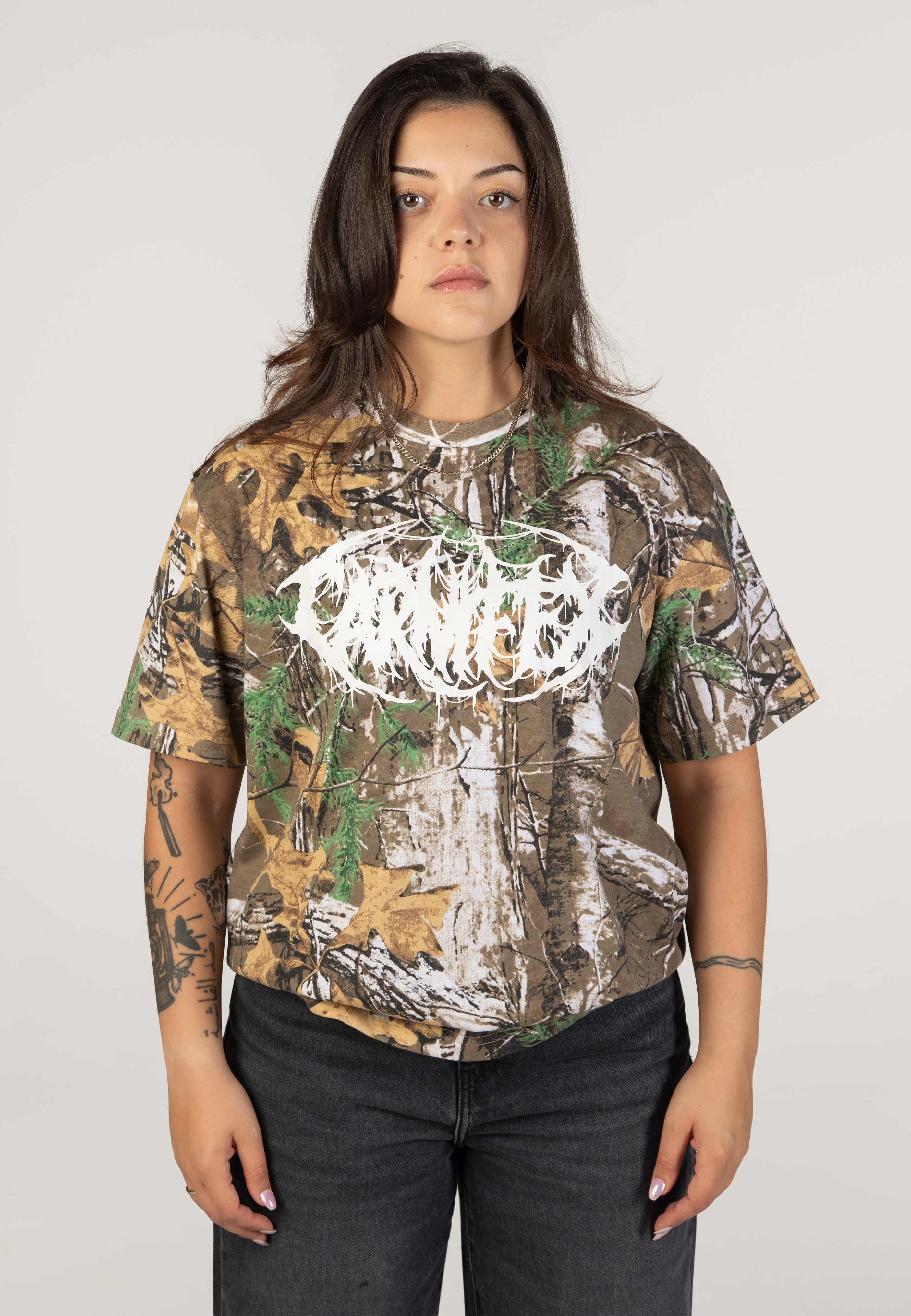 Carnifex Defend Death Metal Real Camo T-Shirt | Women-Image