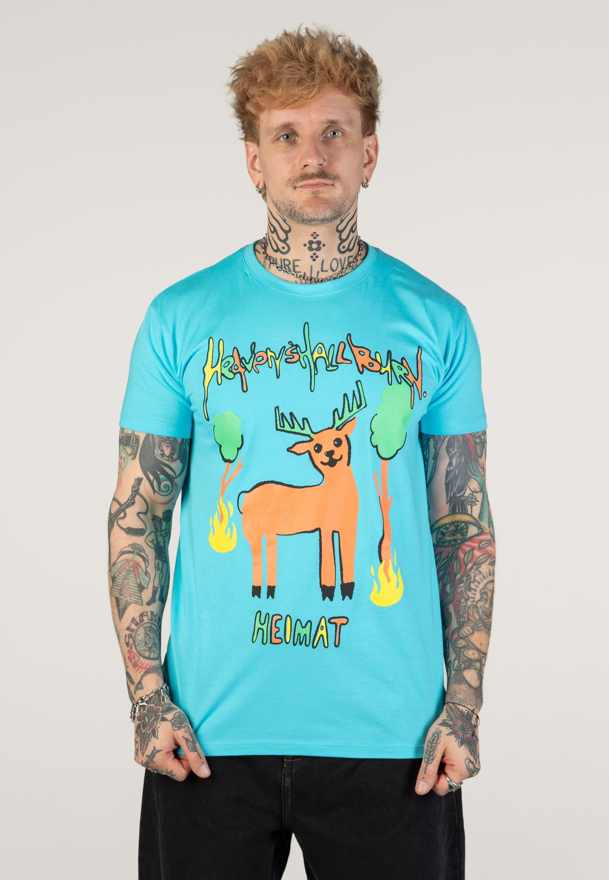 Heaven Shall Burn Heimat Hirsch Atoll Blue T-Shirt | Men-Image