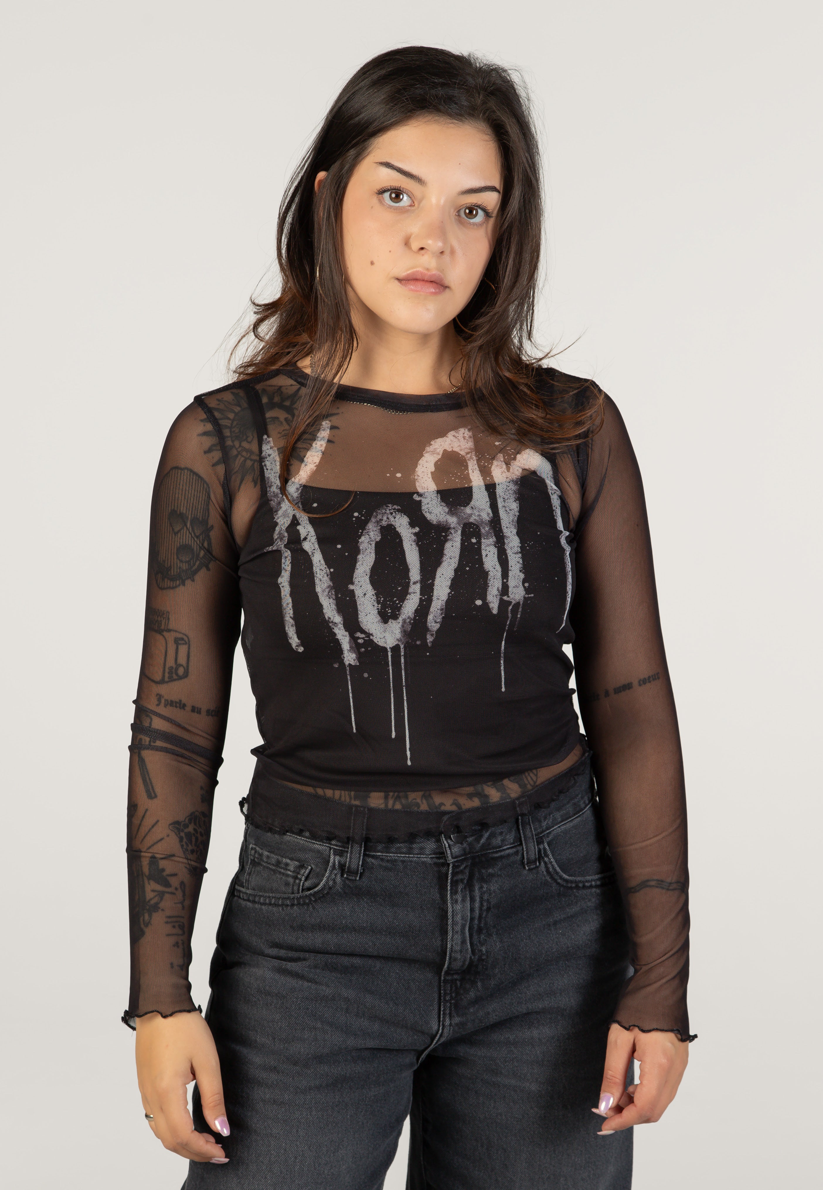 Korn Still A Freak Mesh Cropped Longsleeve | Men-Image