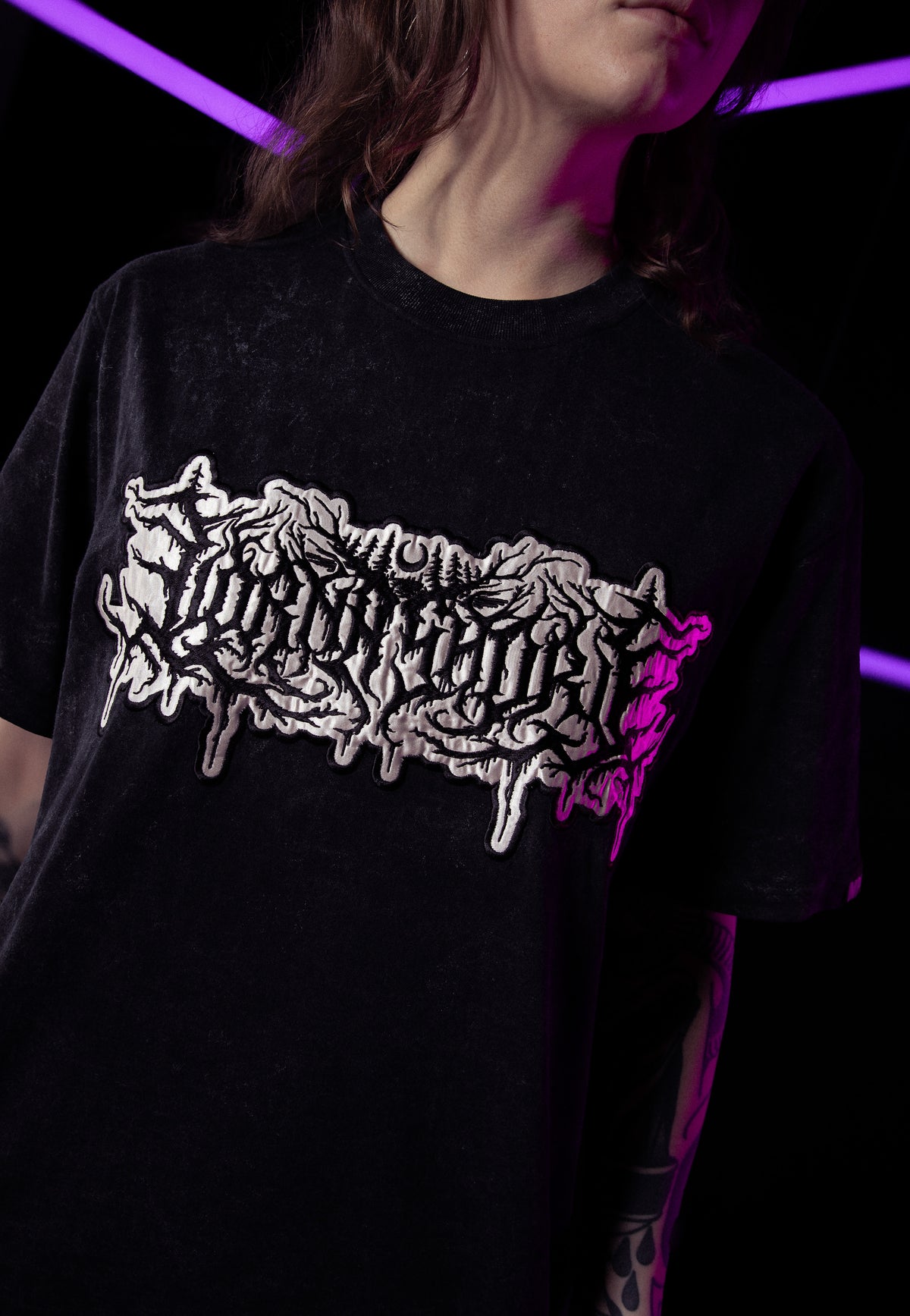 Lorna Shore Logo Acid Wash Premium T-Shirt | Women-Image