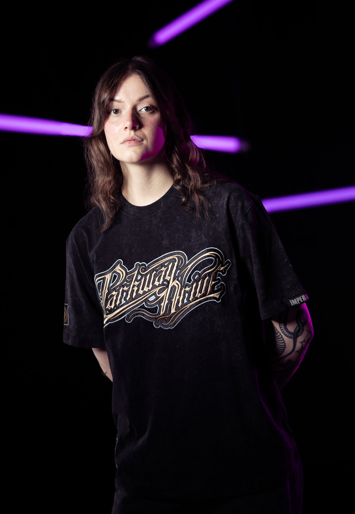 Parkway Drive Logo Acid Wash Premium T-Shirt | Women-Image