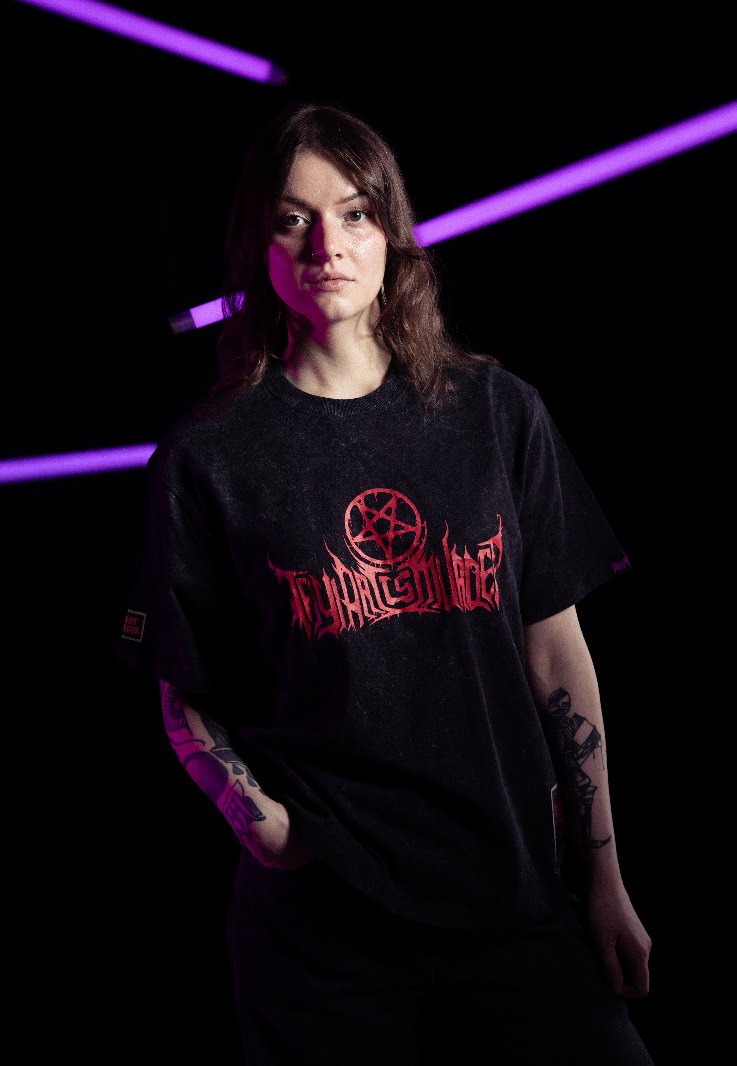 Thy Art Is Murder Logo Acid Wash Premium T-Shirt | Women-Image