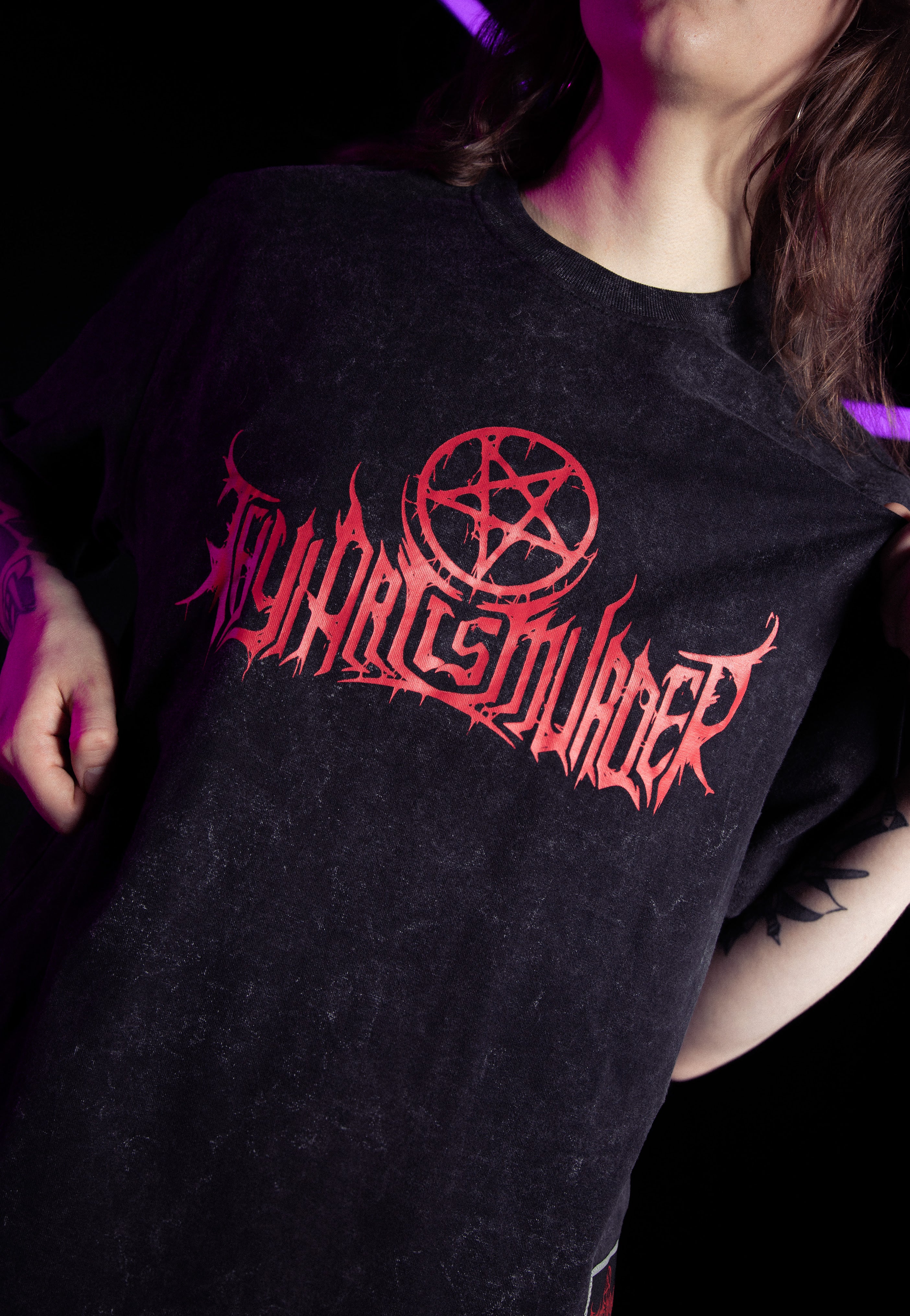 Thy Art Is Murder Logo Acid Wash Premium T-Shirt | Women-Image