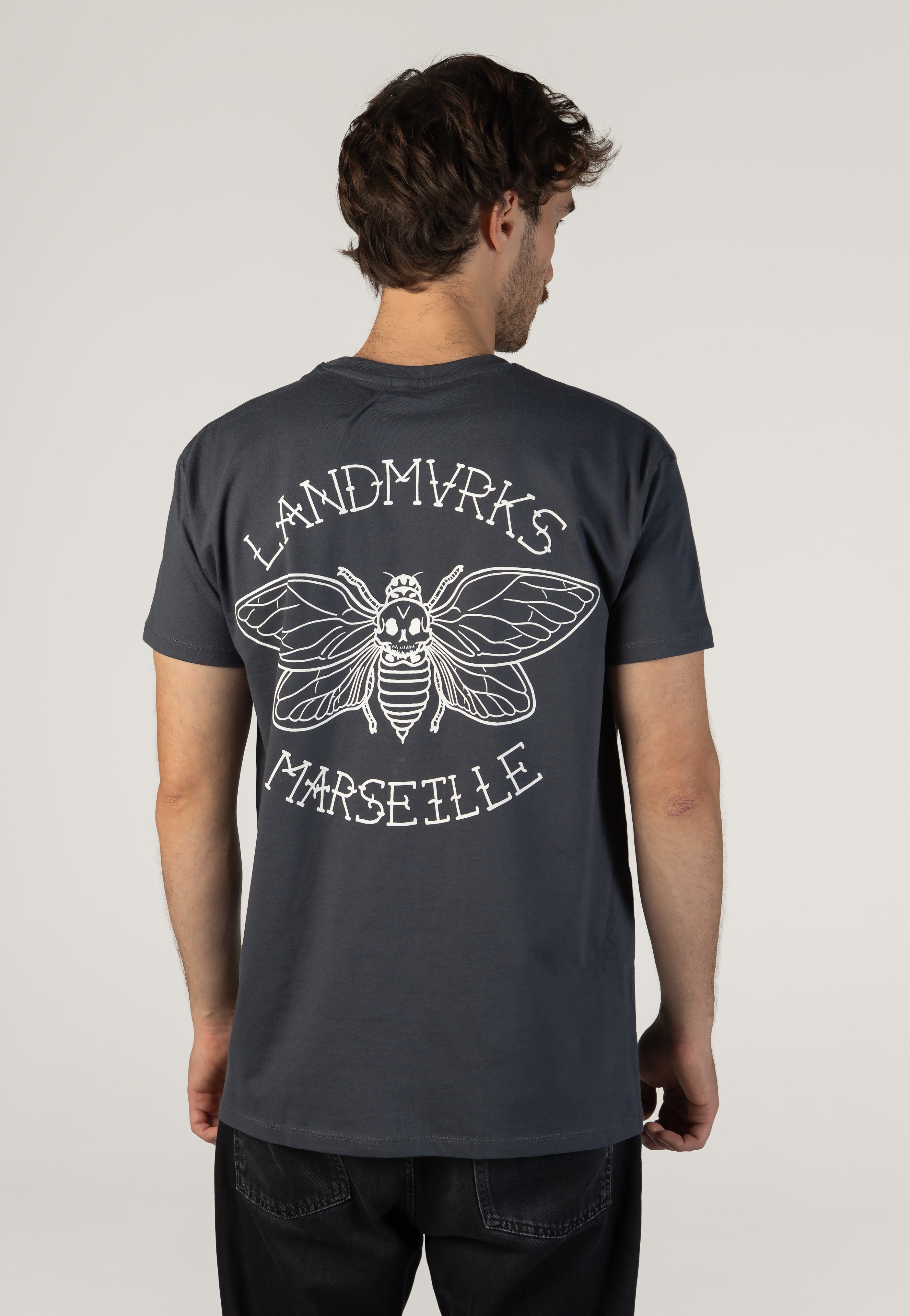 Landmvrks Embroidered Cicada Grey T-Shirt | Men-Image