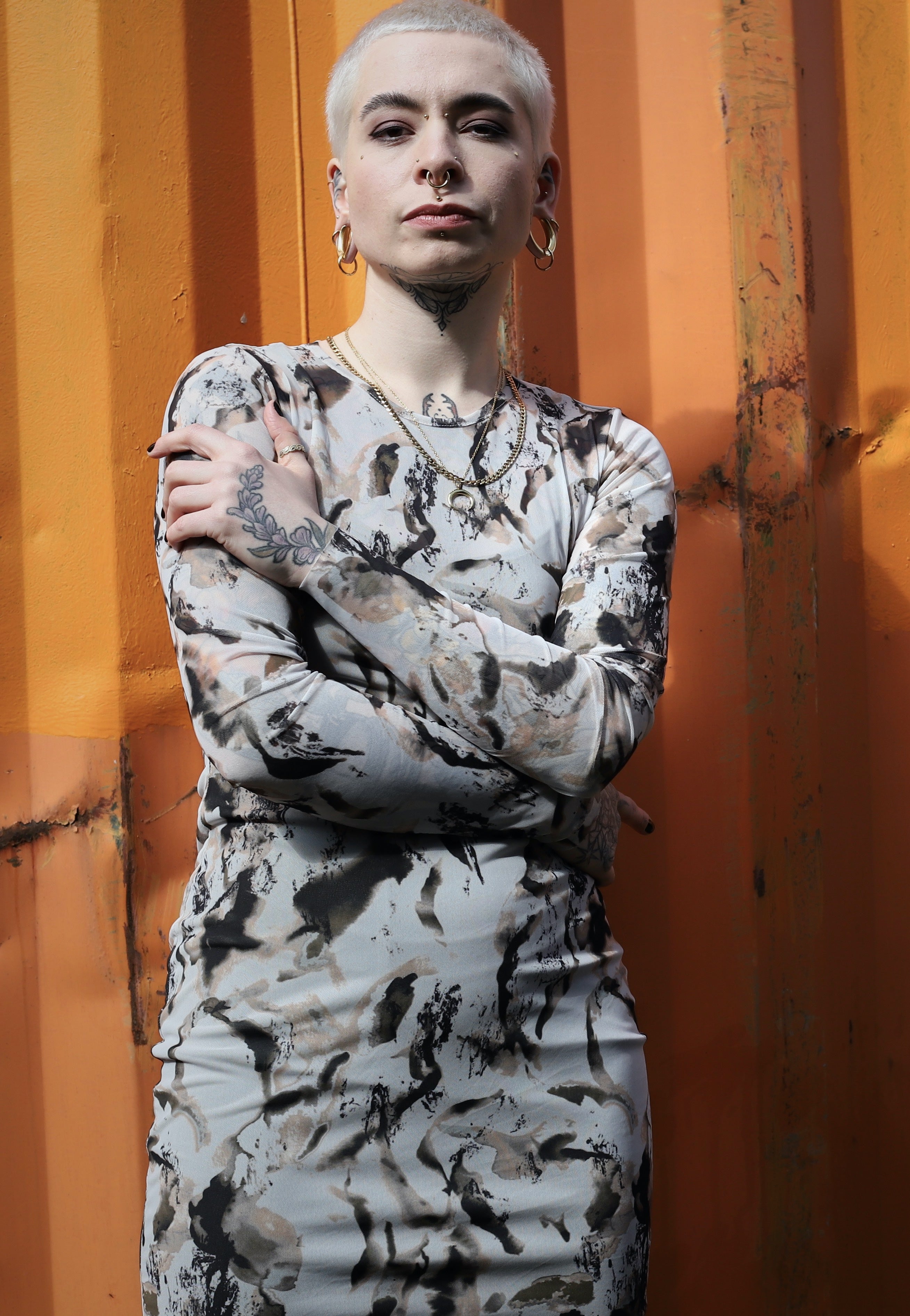 Noisy May - Alma Watermarble Hazelnut - Dress | Women-Image