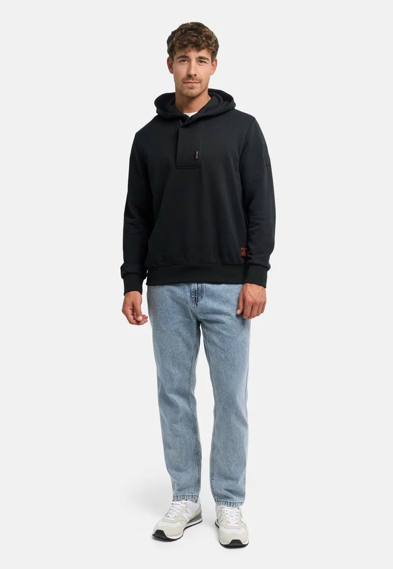 Indicode Tavwin Half Zip Jet Black Hoodie | Men-Image