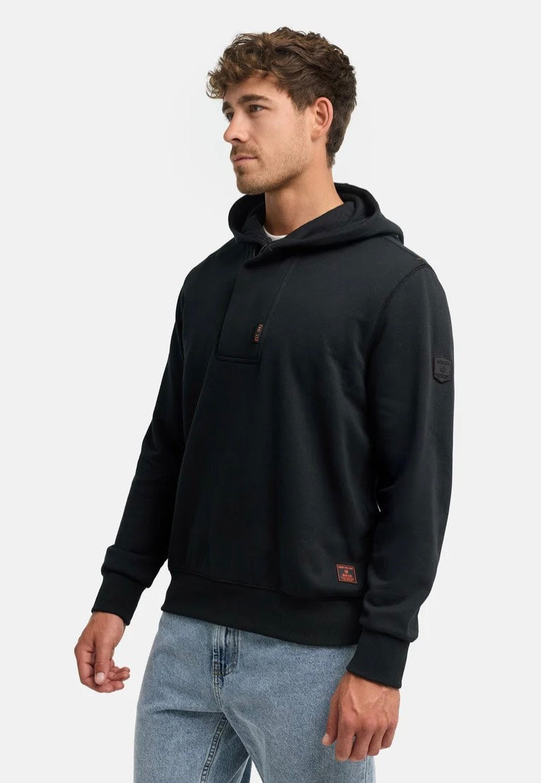 Indicode Tavwin Half Zip Jet Black Hoodie | Men-Image