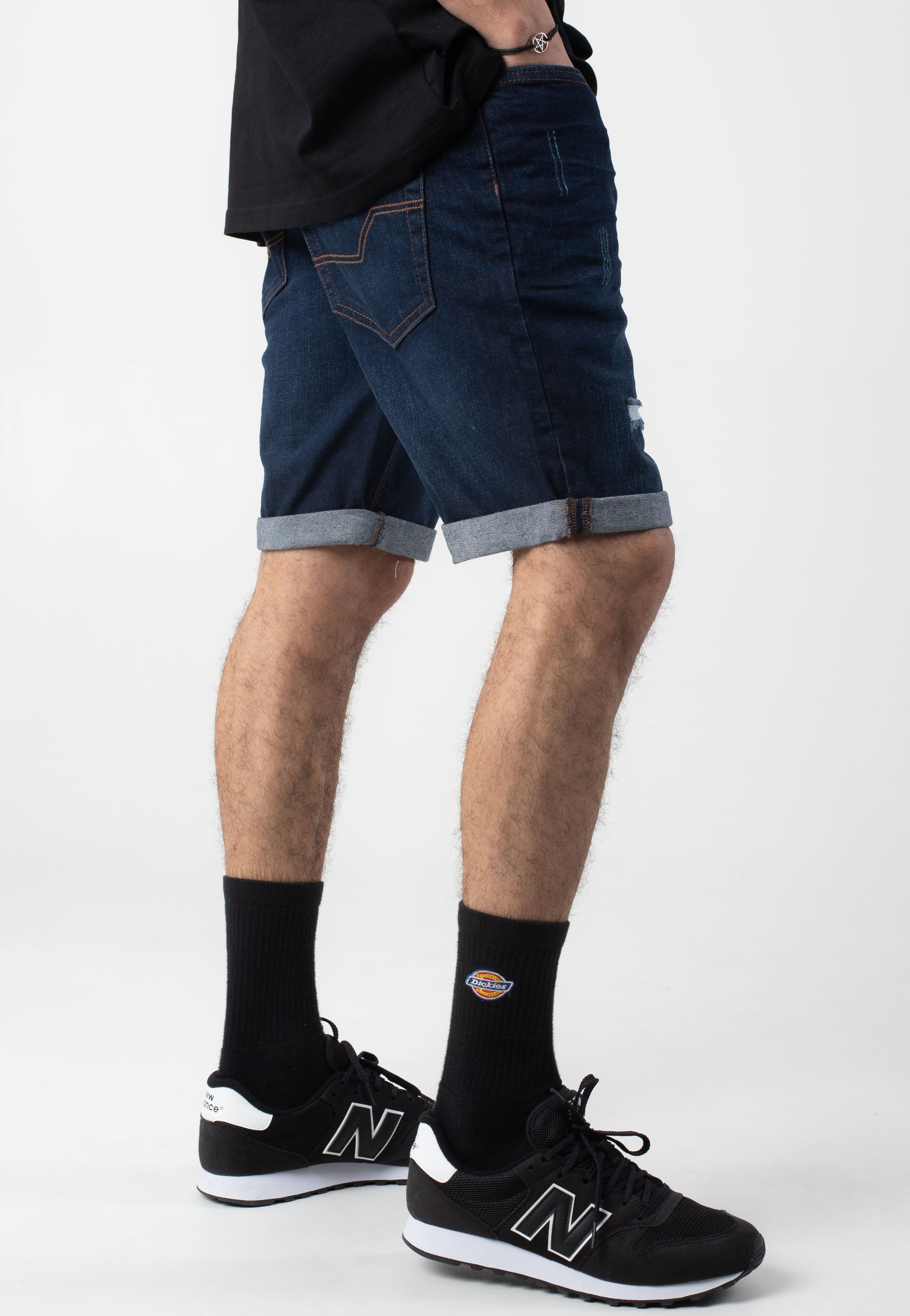 Indicode - Kaden Holes Blue - Shorts | Men-Image