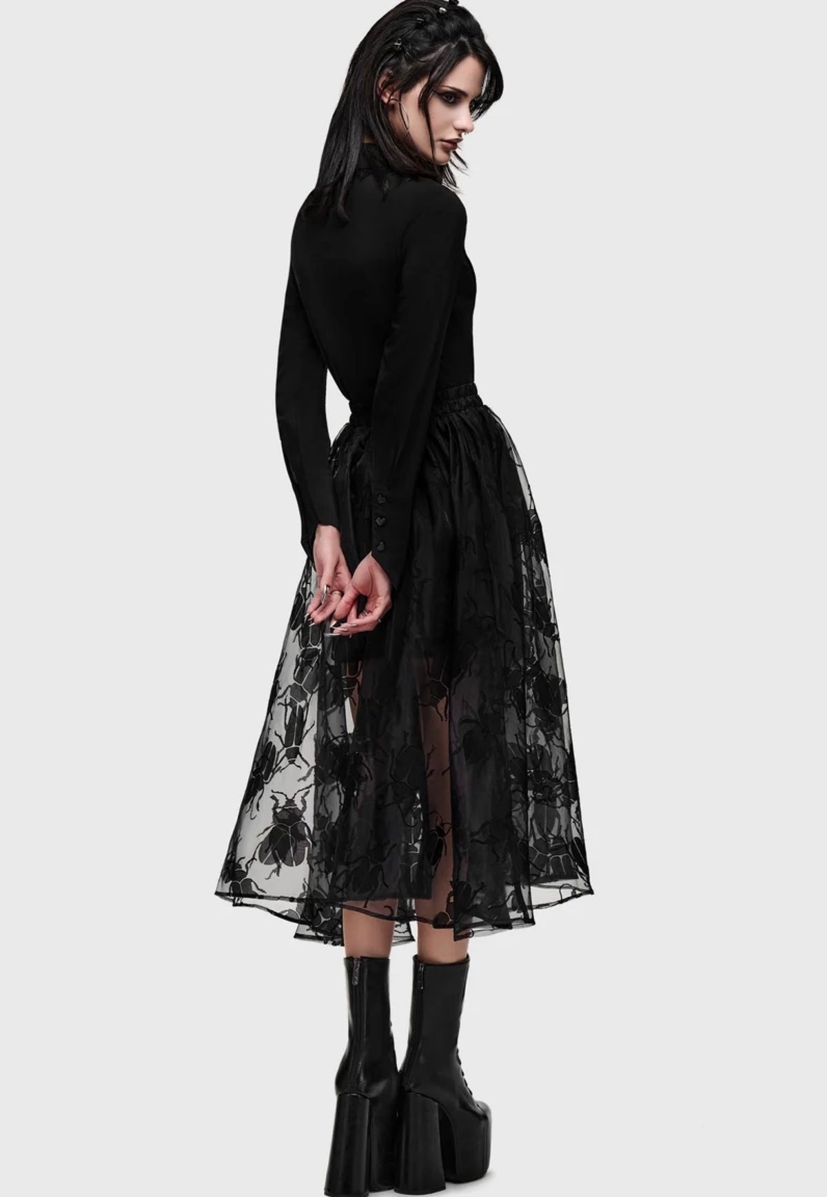 Killstar Insecta Midi Black Skirt | Women-Image