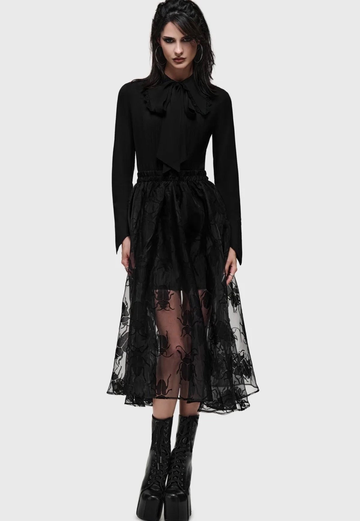 Killstar Insecta Midi Black Skirt | Women-Image