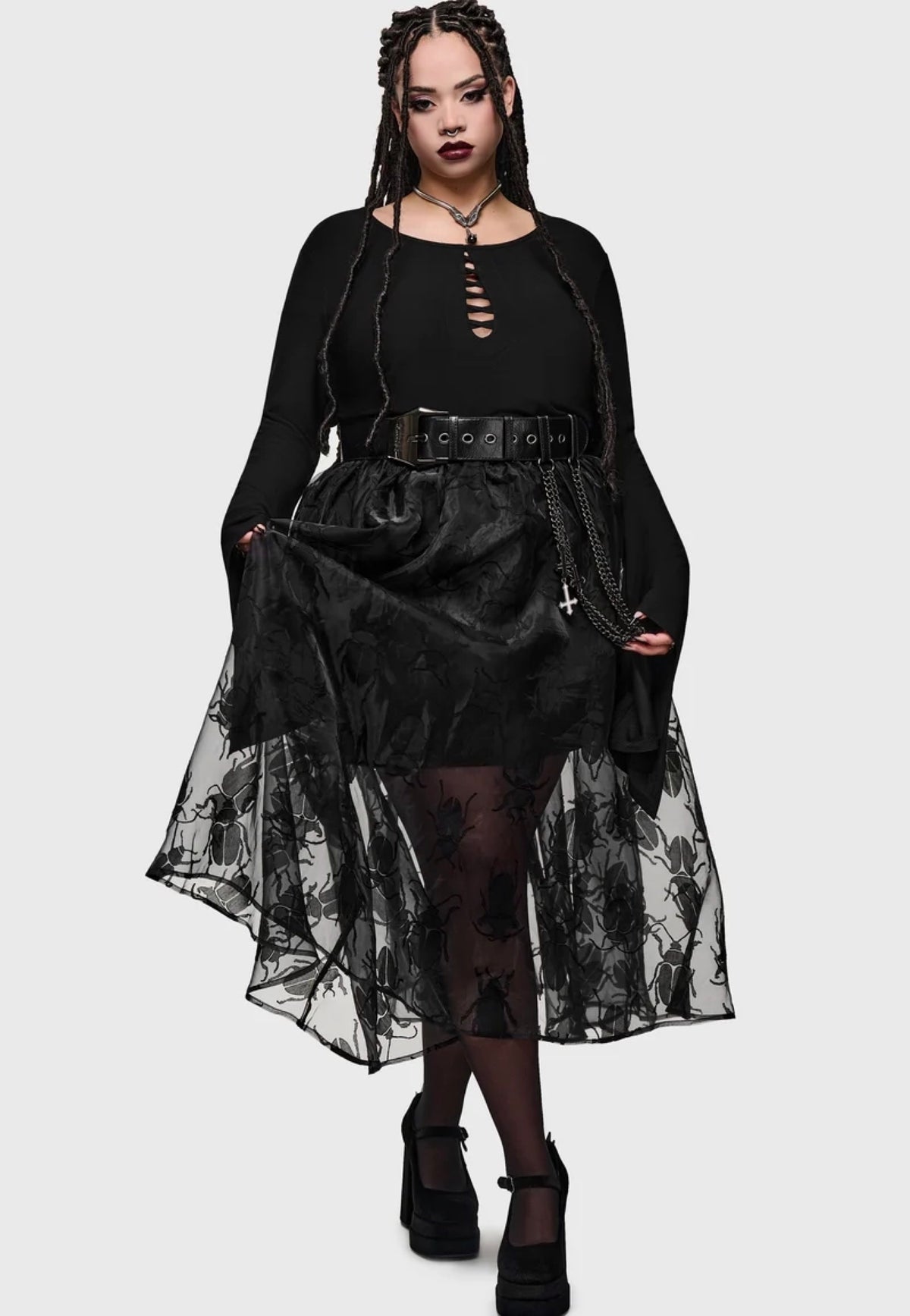 Killstar Insecta Midi Black Skirt | Women-Image