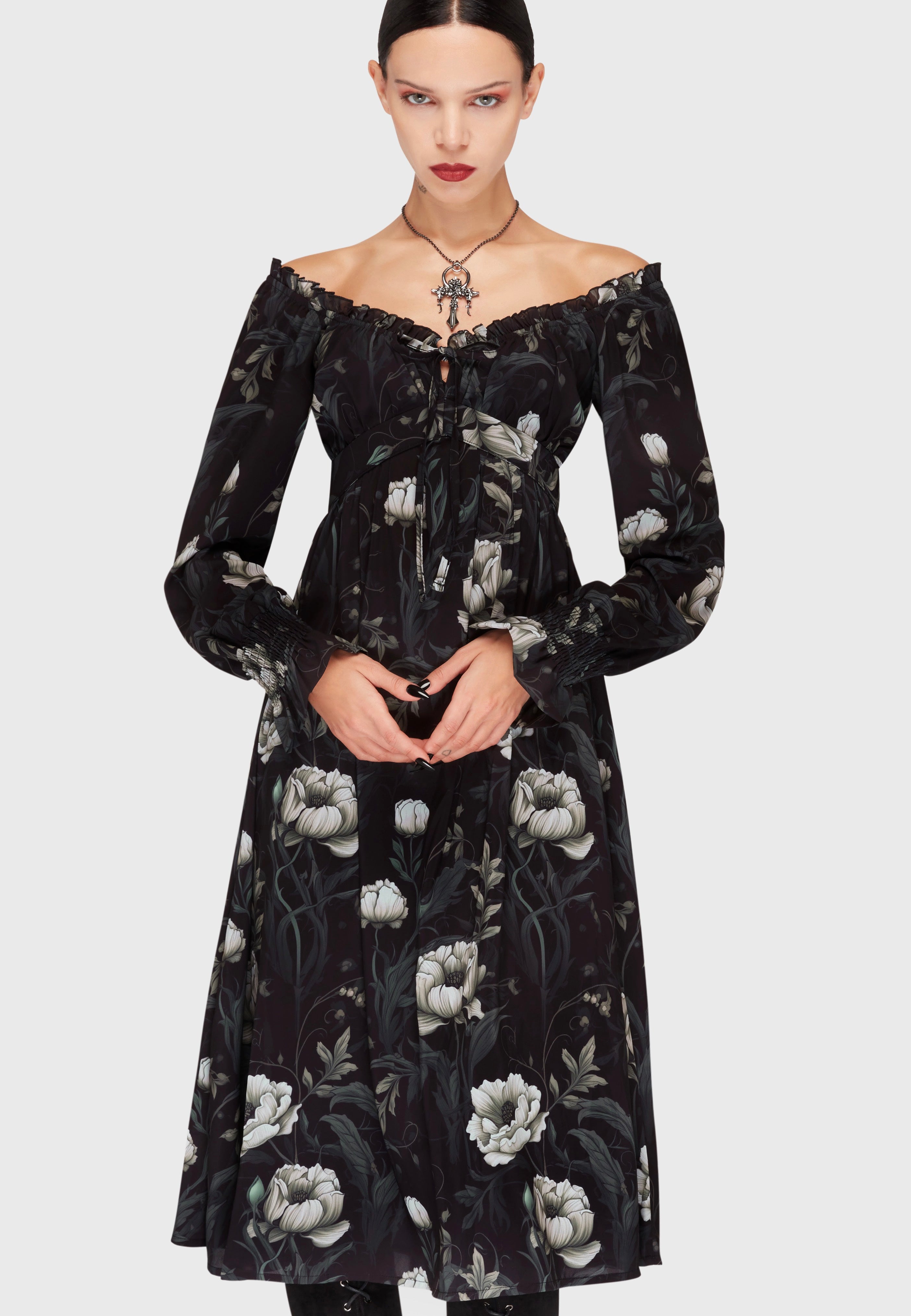 Killstar - Ivory's Chorus Midi Black/Ivory - Dress | Women-Image