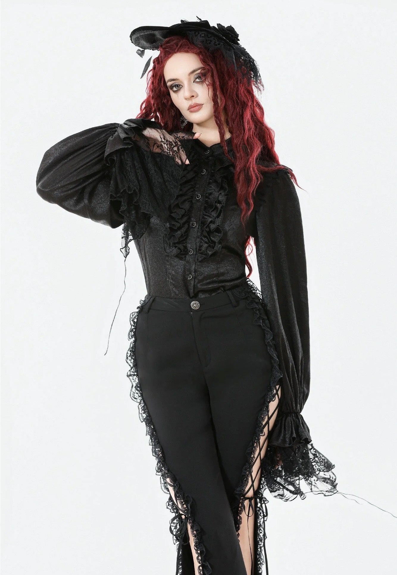 Dark In Love - Nocturne Ruffle Gothic - Blouse | Women-Image