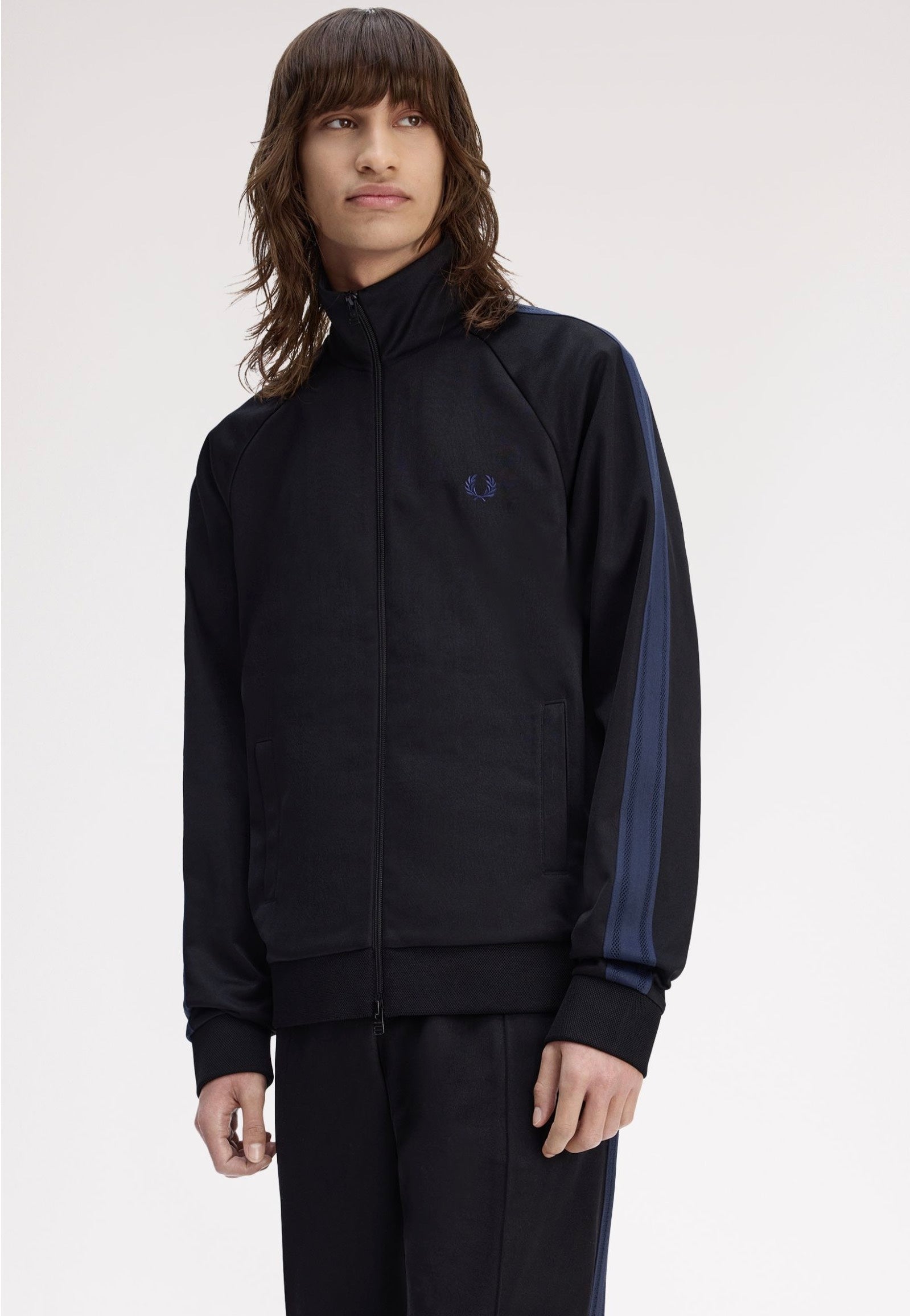 Fred Perry Mesh Taped Black Track Jacket Impericon