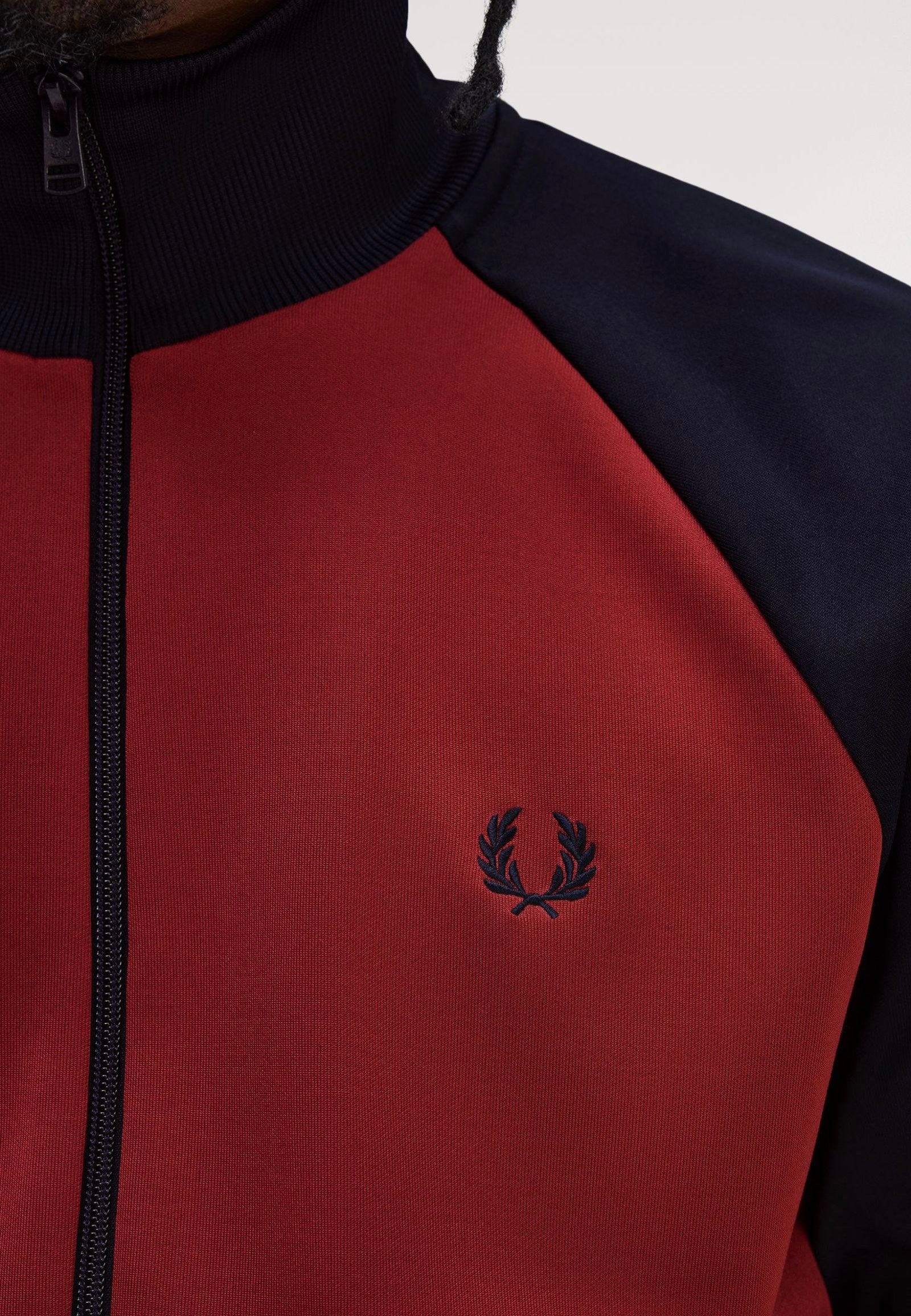 Fred Perry - Contrast Sleeve Burnt Red/Navy - Track Jacket | Men-Image