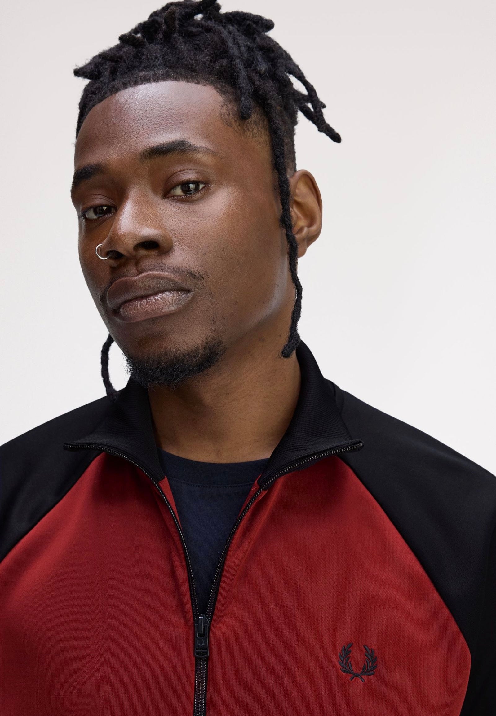 Fred Perry - Contrast Sleeve Burnt Red/Navy - Track Jacket | Men-Image