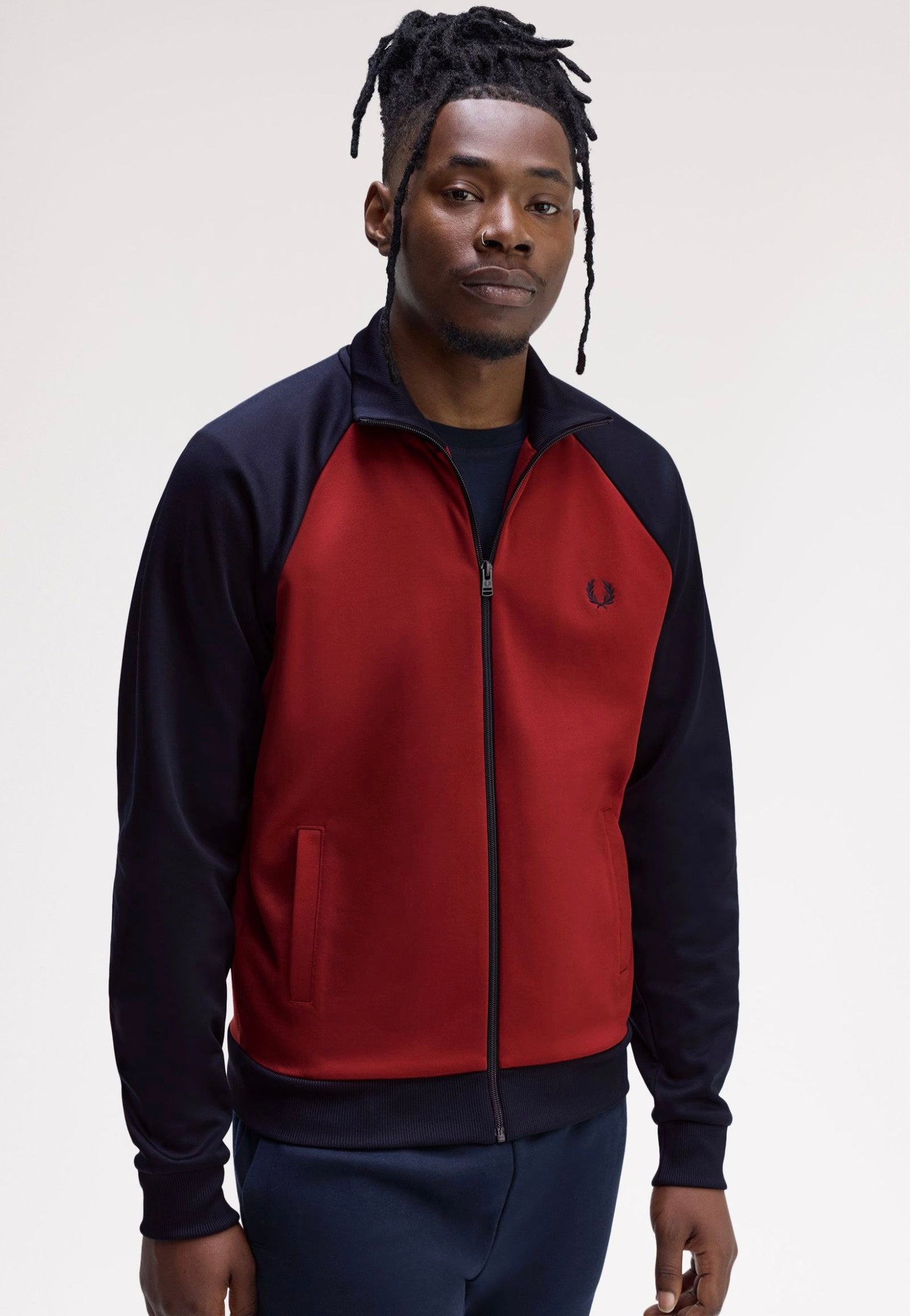 Fred Perry - Contrast Sleeve Burnt Red/Navy - Track Jacket | Men-Image