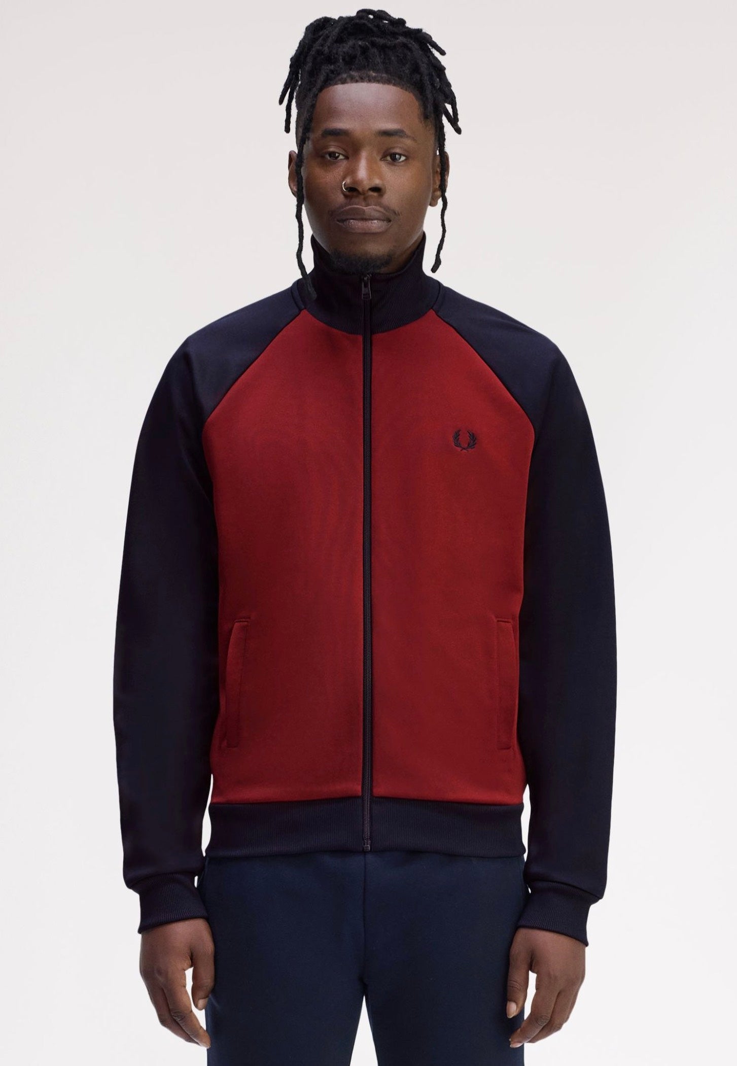Fred Perry - Contrast Sleeve Burnt Red/Navy - Track Jacket | Men-Image