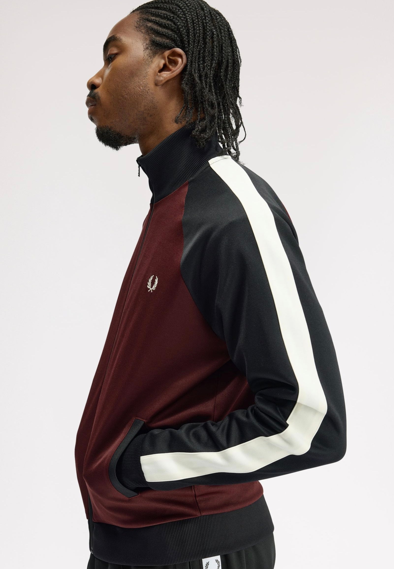 Fred Perry - Contrast Sleeve Oxblood - Track Jacket | Men-Image