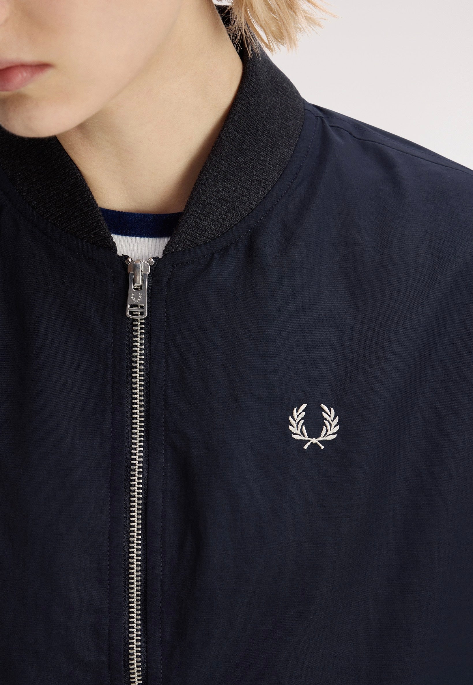 Fred Perry - Longline Tipped Bomber Navy - Jacket | Women-Image