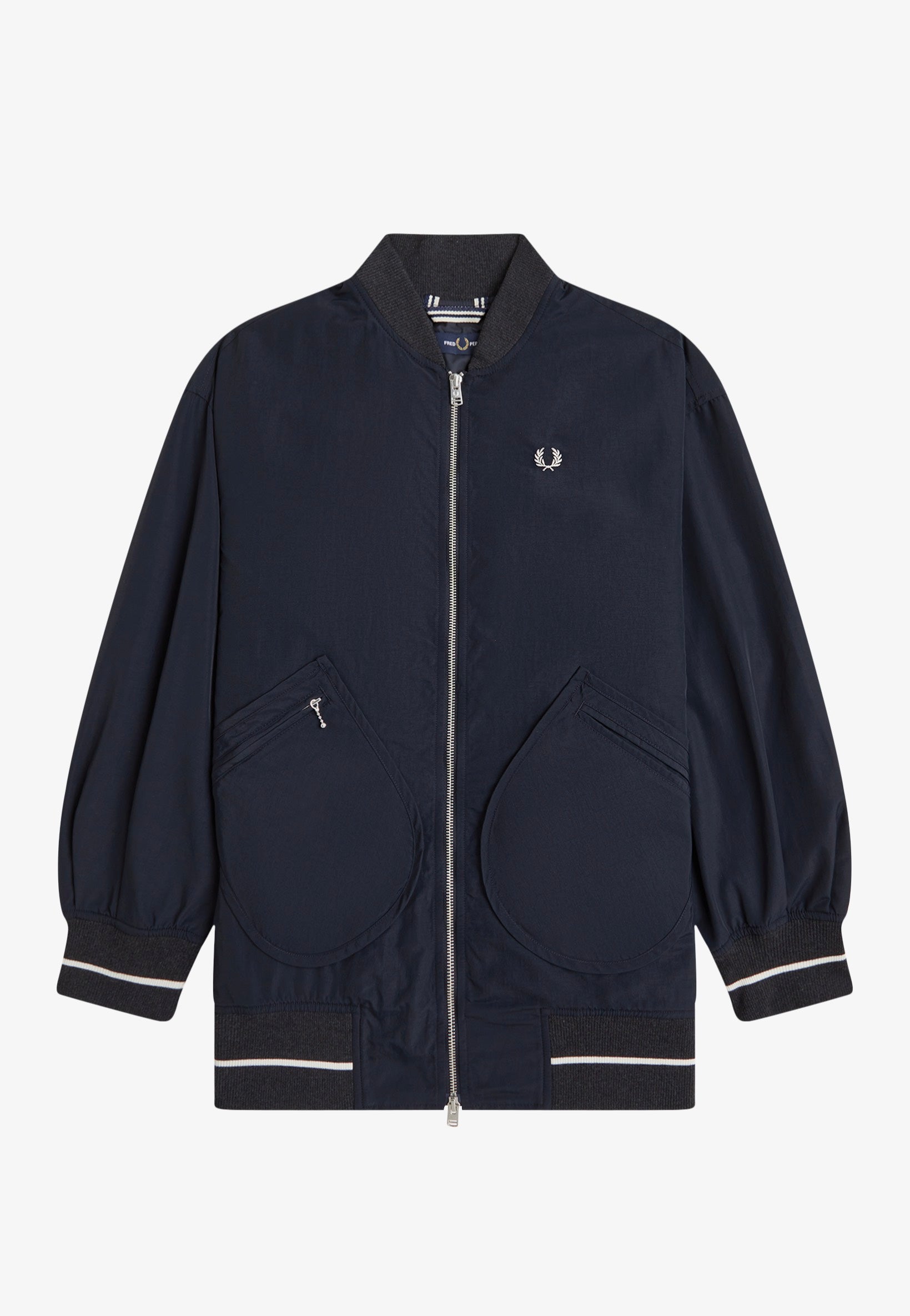 Fred Perry - Longline Tipped Bomber Navy - Jacket | Women-Image