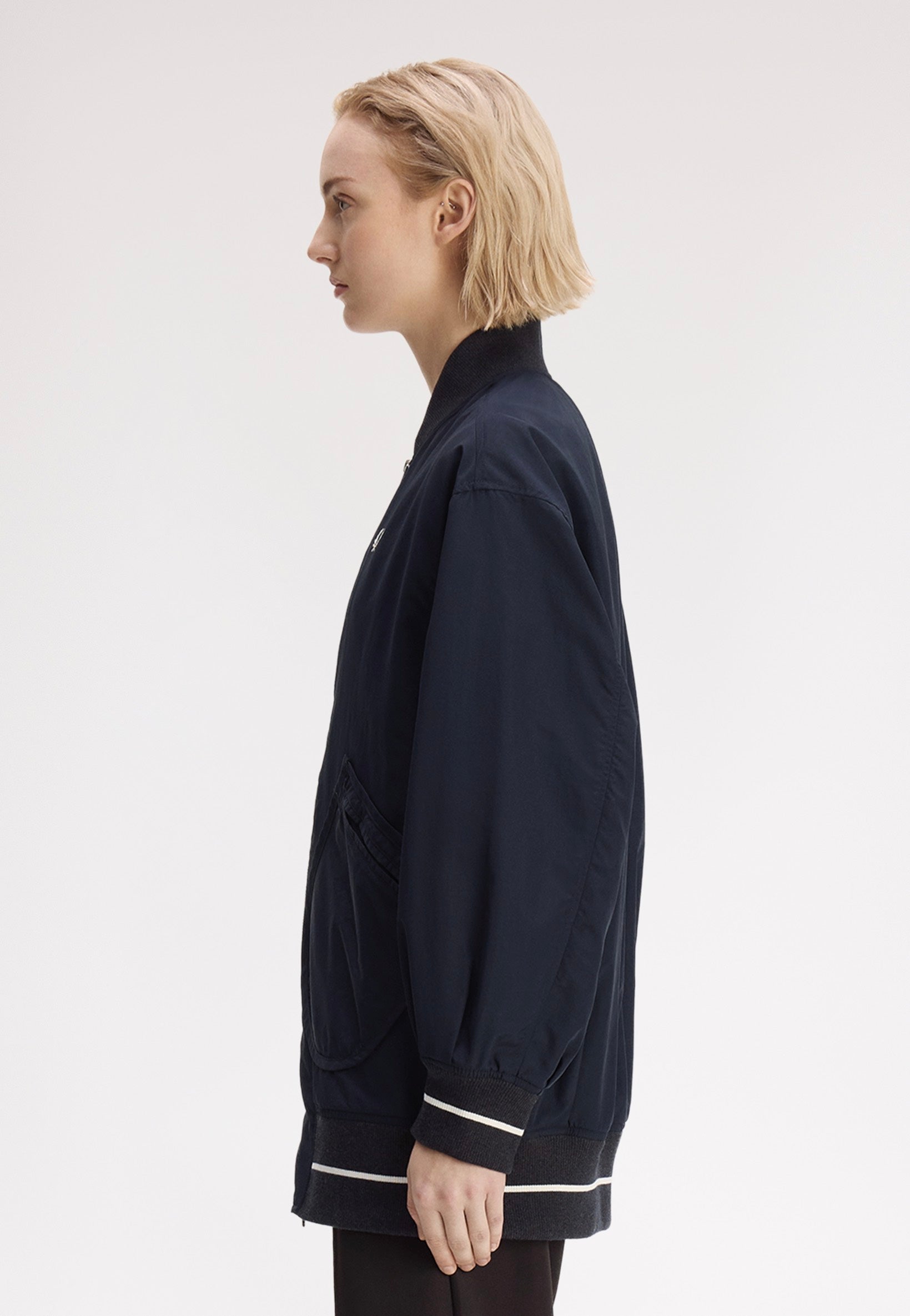 Fred Perry - Longline Tipped Bomber Navy - Jacket | Women-Image