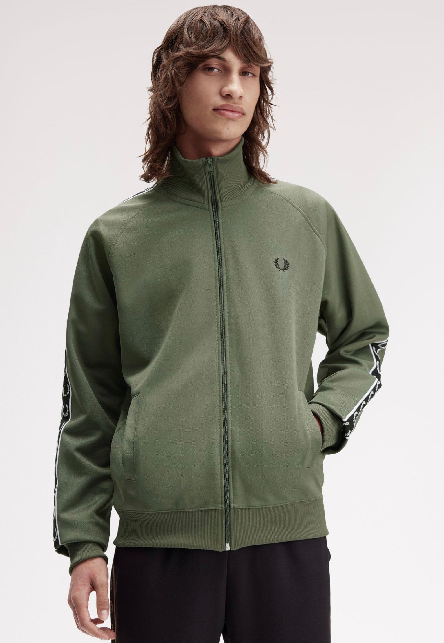 Fred Perry - Taped Track Laurel Wreath Green/Black - Track Jacket | Men-Image