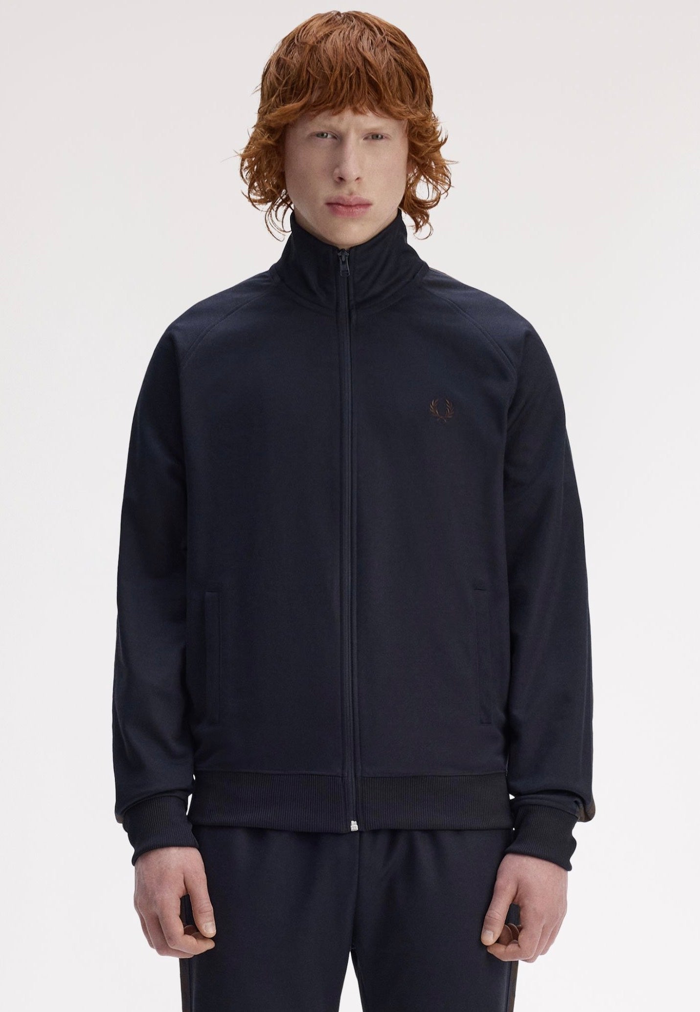 Fred Perry - Contrast Tape Navy/Burnt Tobacco - Track Jacket | Men-Image