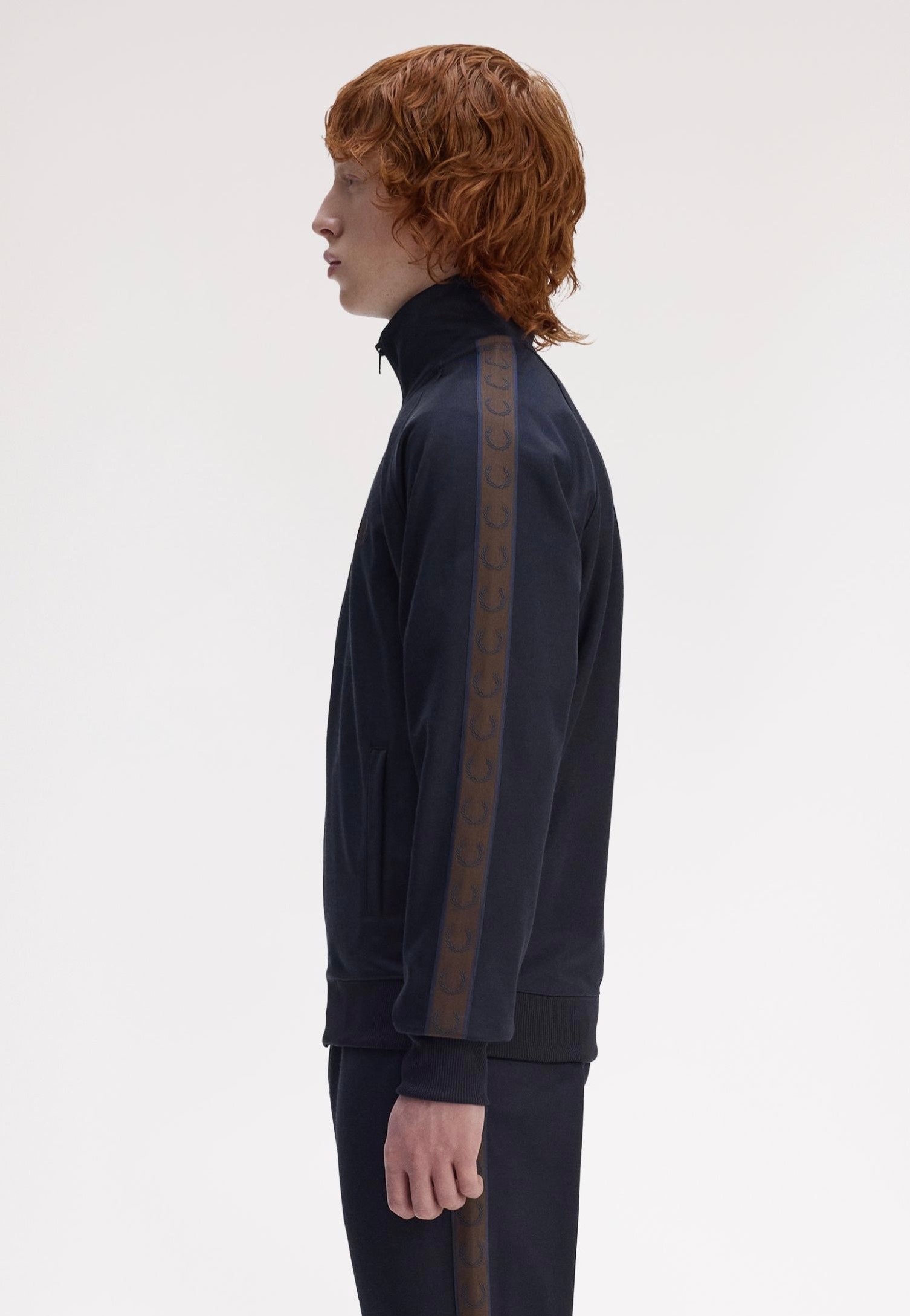 Fred Perry - Contrast Tape Navy/Burnt Tobacco - Track Jacket | Men-Image