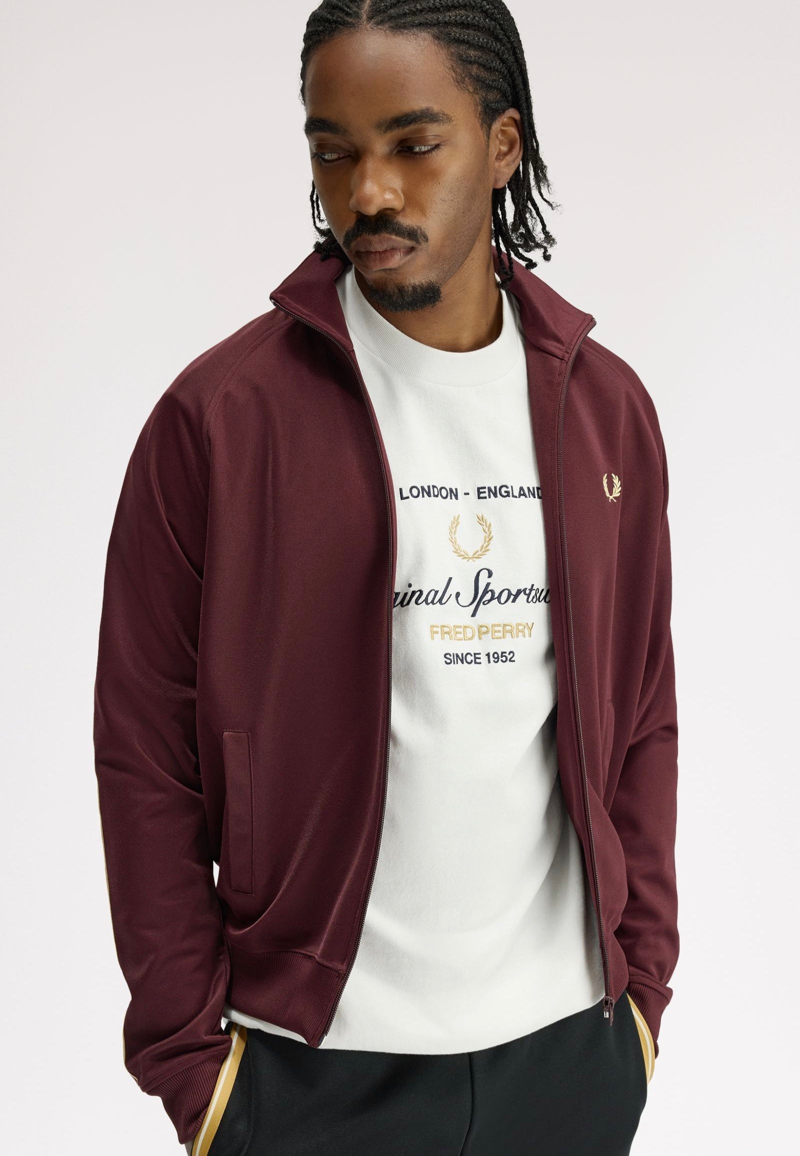 Fred Perry - Contrast Tape Oxblood/Champagne - Track Jacket | Men-Image