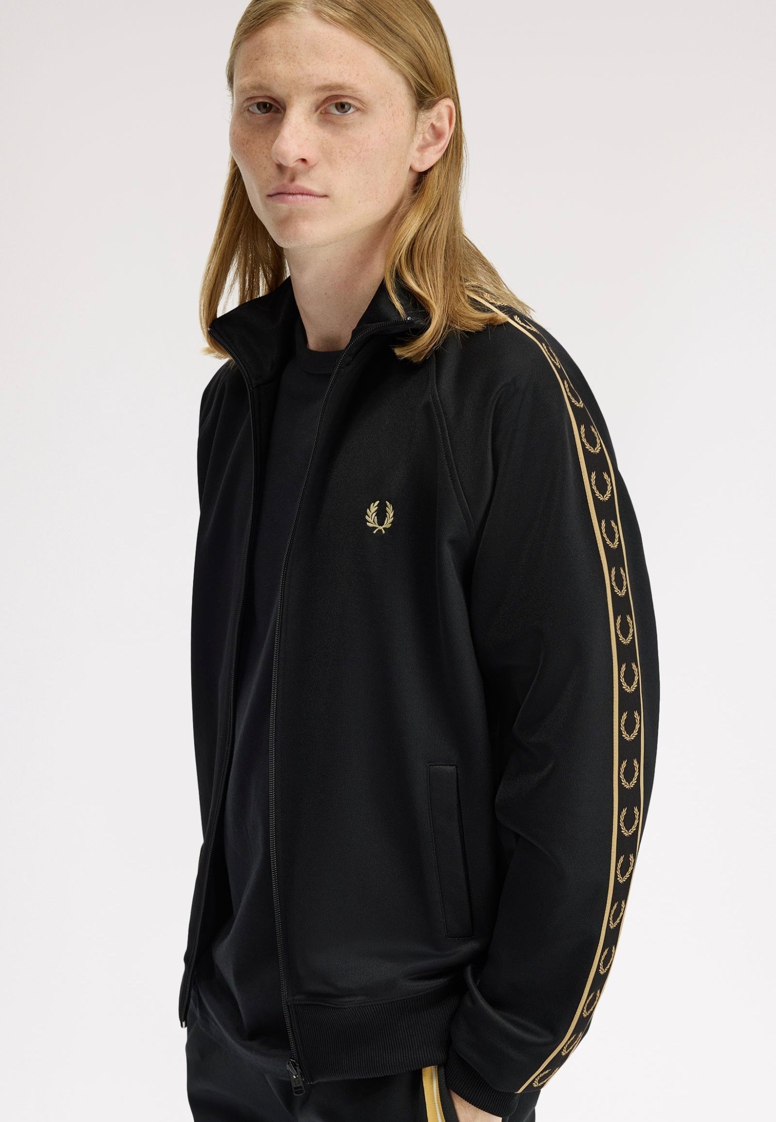 Fred Perry - Contrast Tape Black/Champagne - Track Jacket | Men-Image