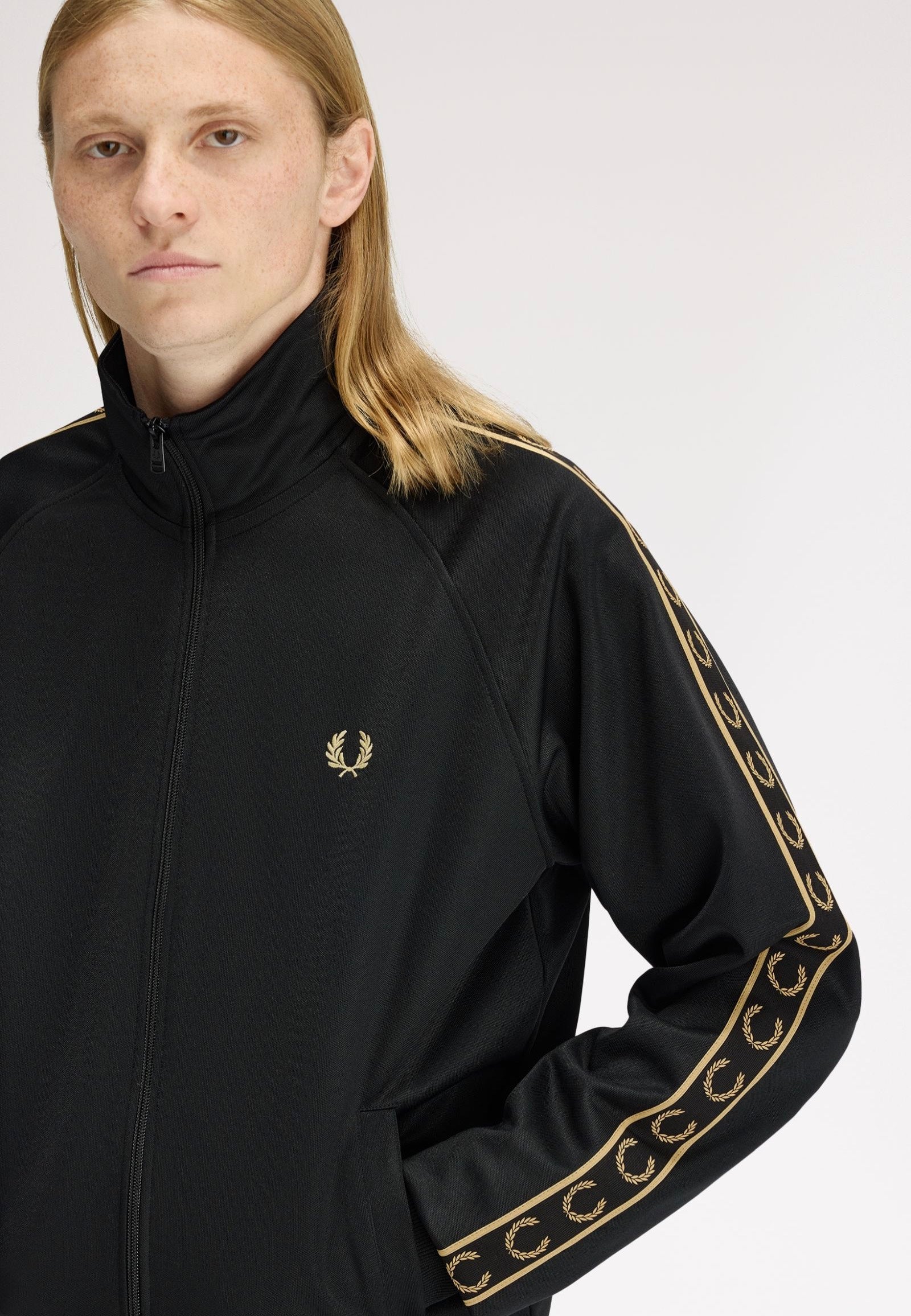 Fred Perry - Contrast Tape Black/Champagne - Track Jacket | Men-Image