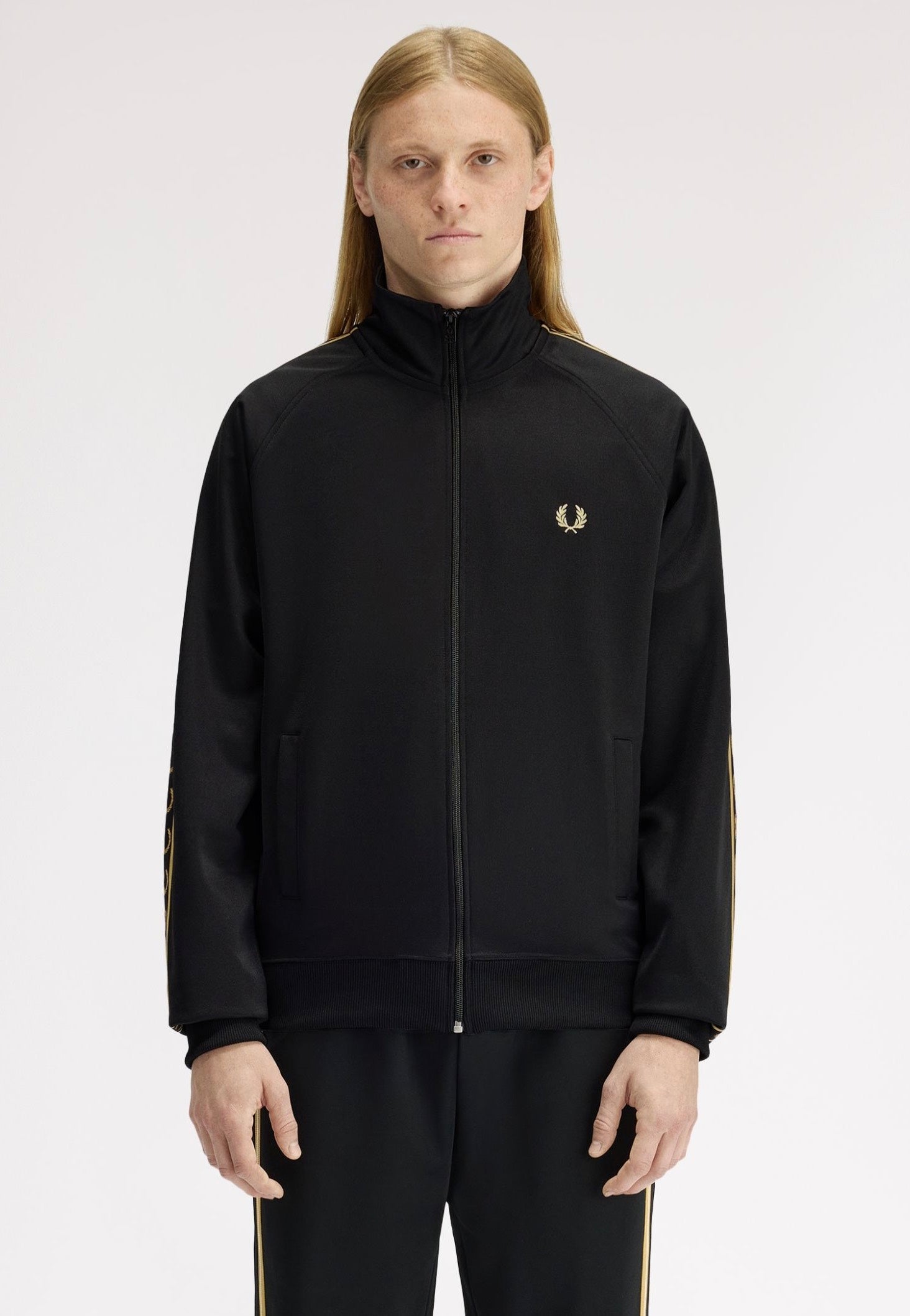 Fred Perry - Contrast Tape Black/Champagne - Track Jacket | Men-Image