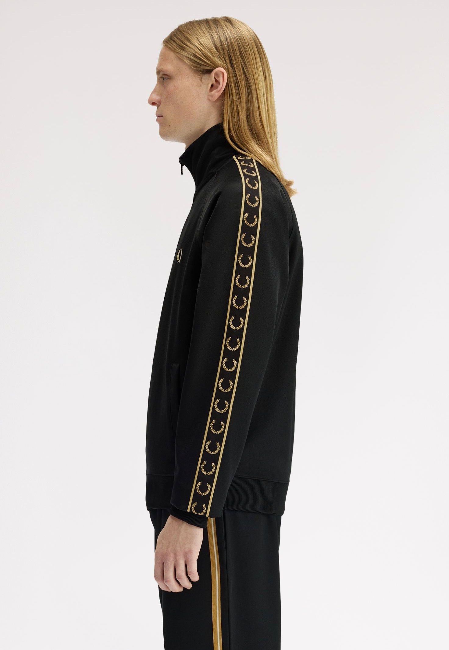 Fred Perry Contrast Tape Black/Champagne - Track Jacket | Impericon