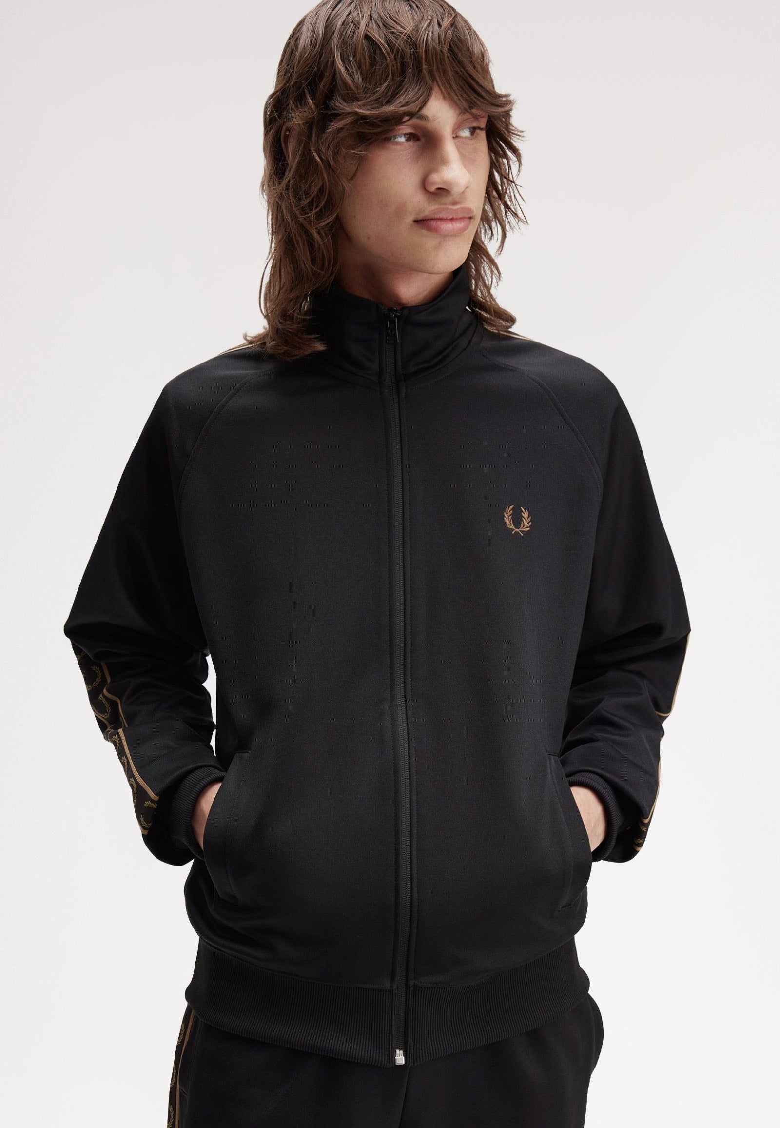 Fred Perry - Contrast Tape Track Black/Shadedstone - Track Jacket | Men-Image