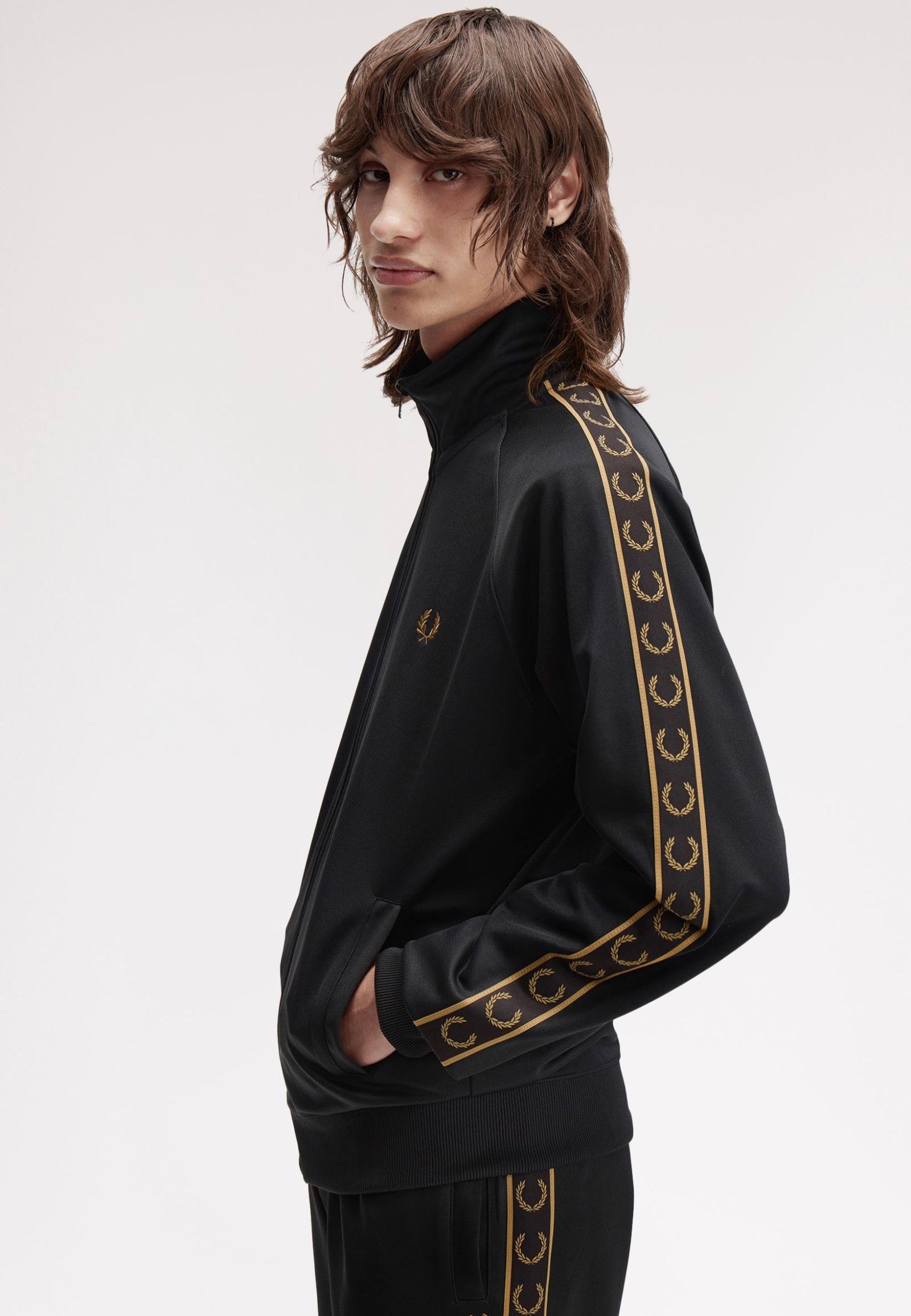 Fred Perry - Contrast Tape Track Black/Shadedstone - Track Jacket | Men-Image