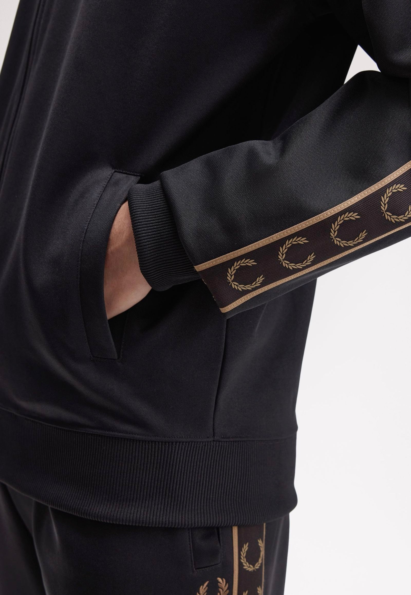 Fred Perry - Contrast Tape Track Black/Shadedstone - Track Jacket | Men-Image