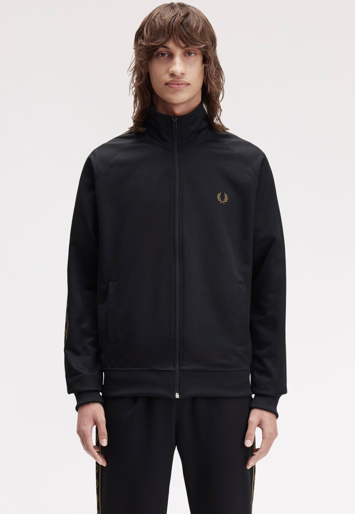 Fred Perry - Contrast Tape Track Black/Shadedstone - Track Jacket | Men-Image