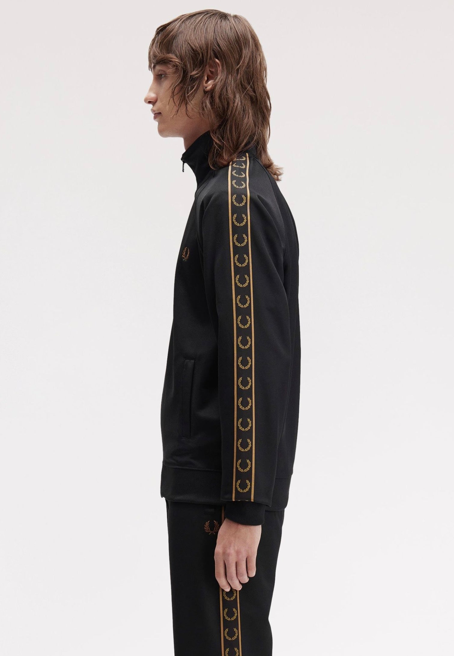 Fred Perry - Contrast Tape Track Black/Shadedstone - Track Jacket | Men-Image