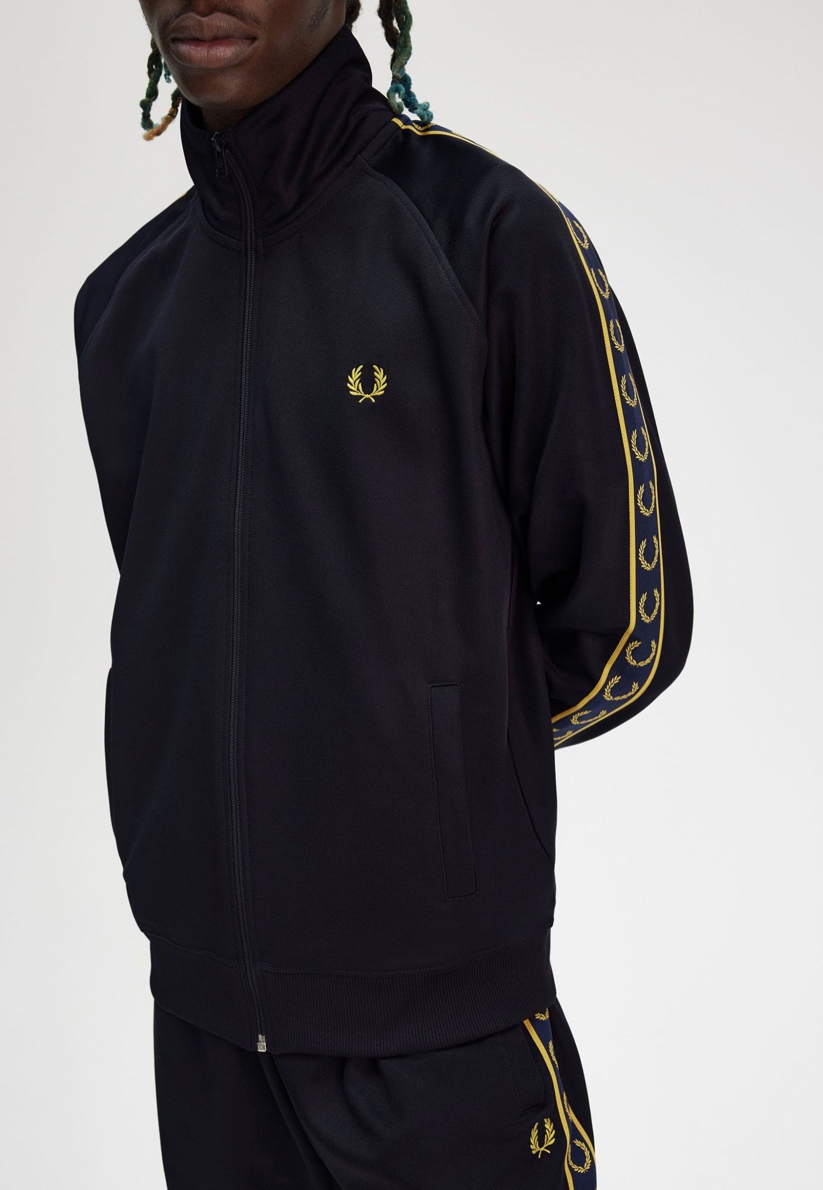 FRED PERRY Contrast Tape Track Jacket 紺 Fred Perry - Contrast Tape Navy/Honeycomb - Track Jacket | Impericon