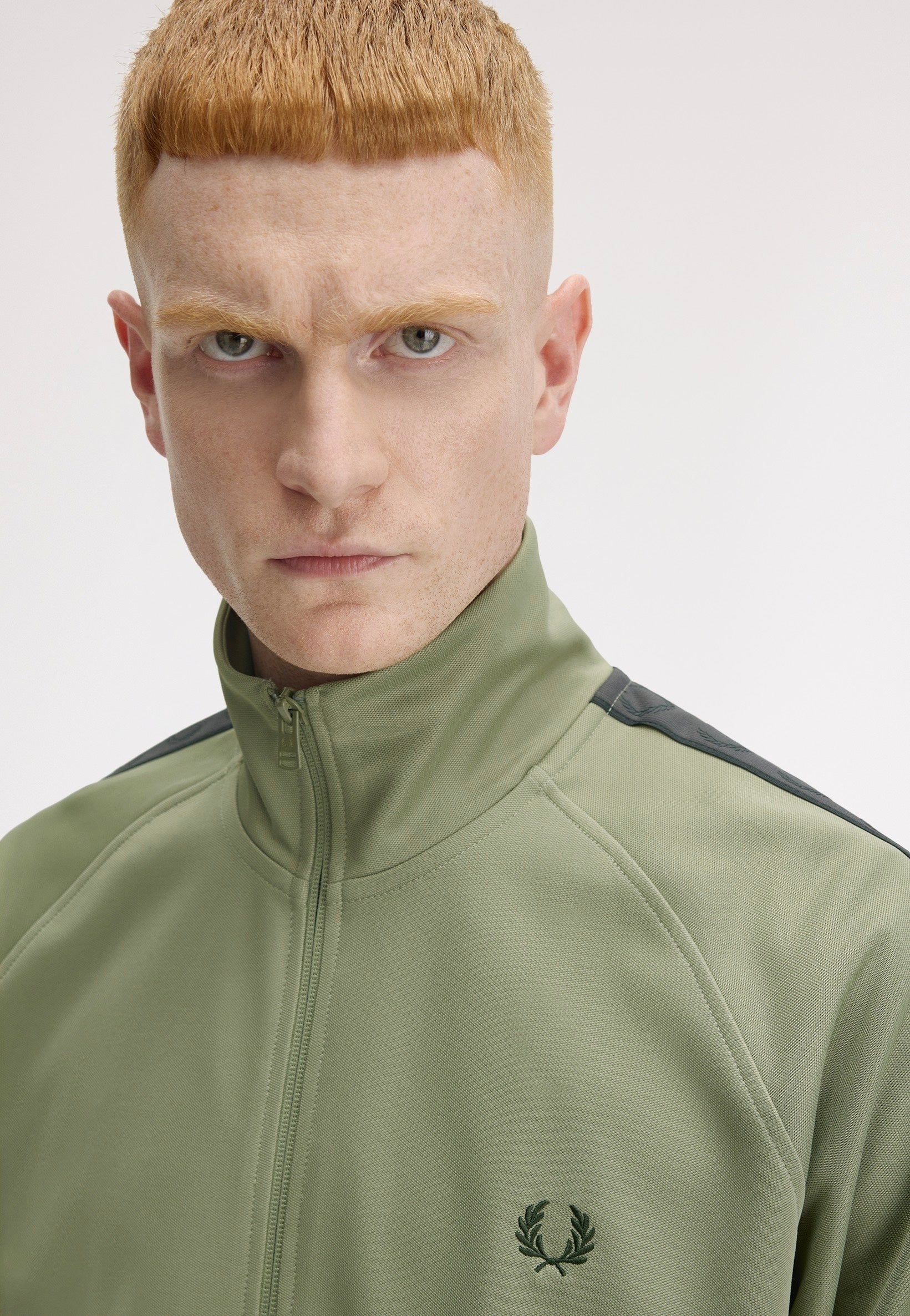 Fred Perry - Contrast Tape Olive/Anchor Grey - Track Jacket | Men-Image