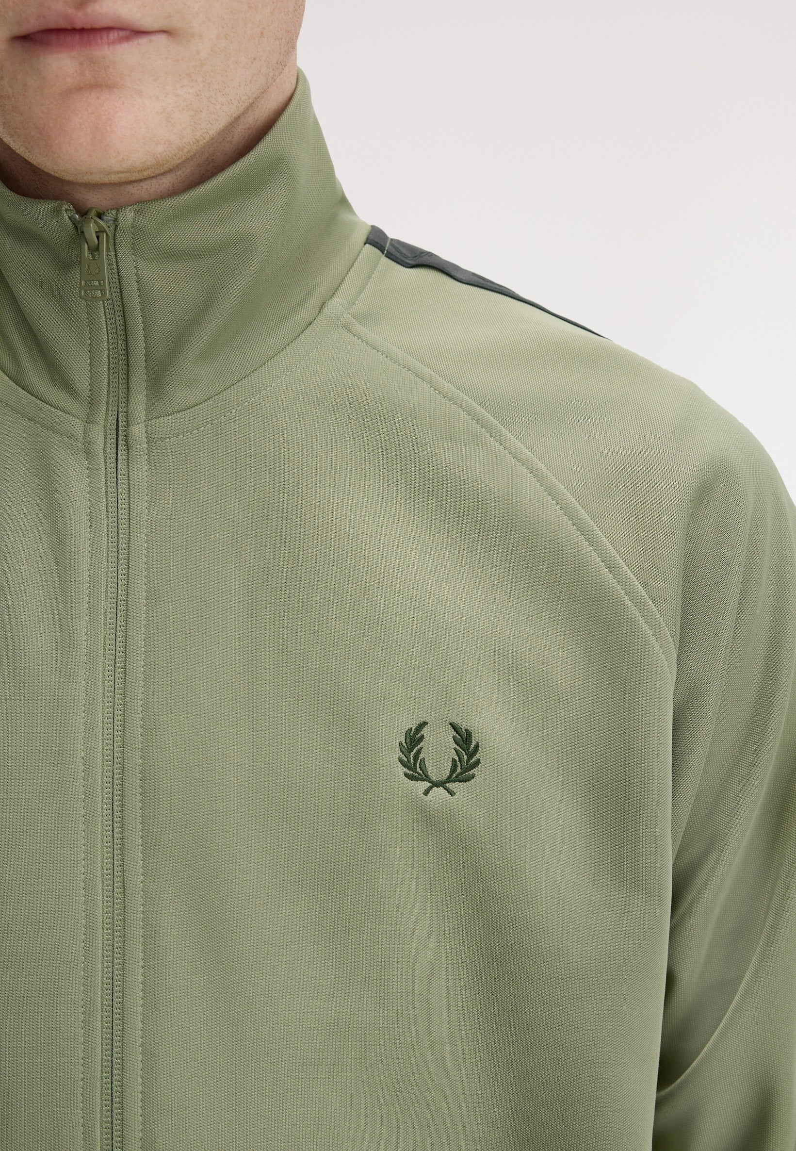 Fred Perry - Contrast Tape Olive/Anchor Grey - Track Jacket | Men-Image